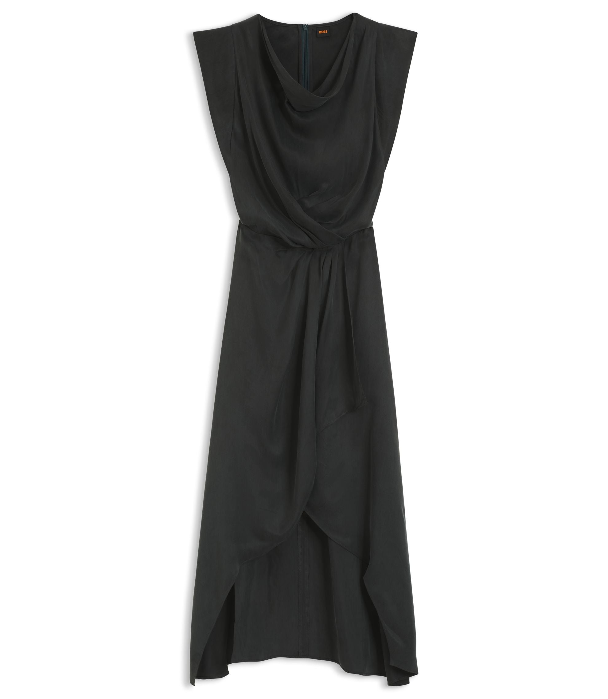 Boss Wrap Skirt Dress With Cowl Neck Light Grey Women's