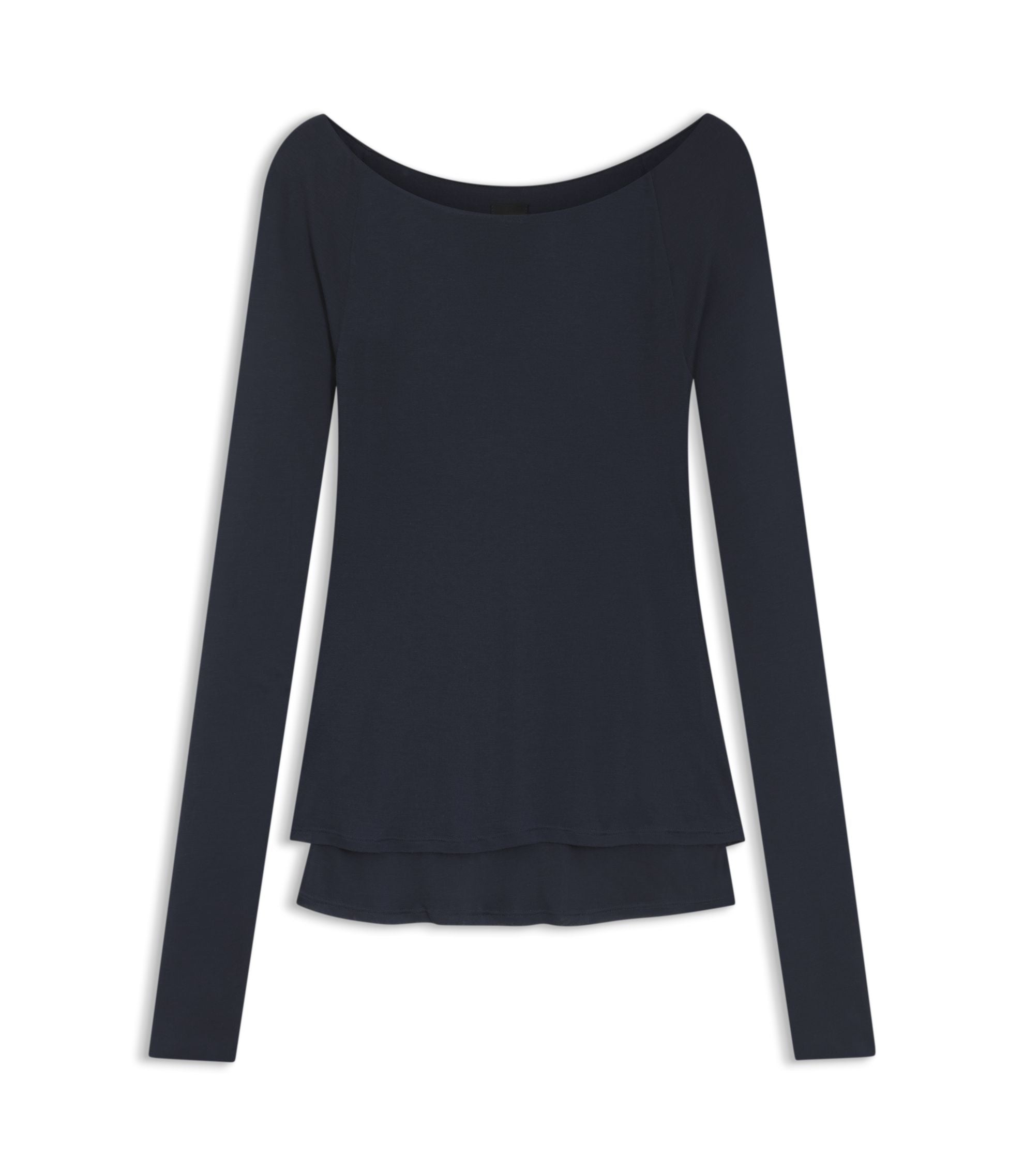 Boss Sheer Jersey Top With Double Layer Dark Blue Women's