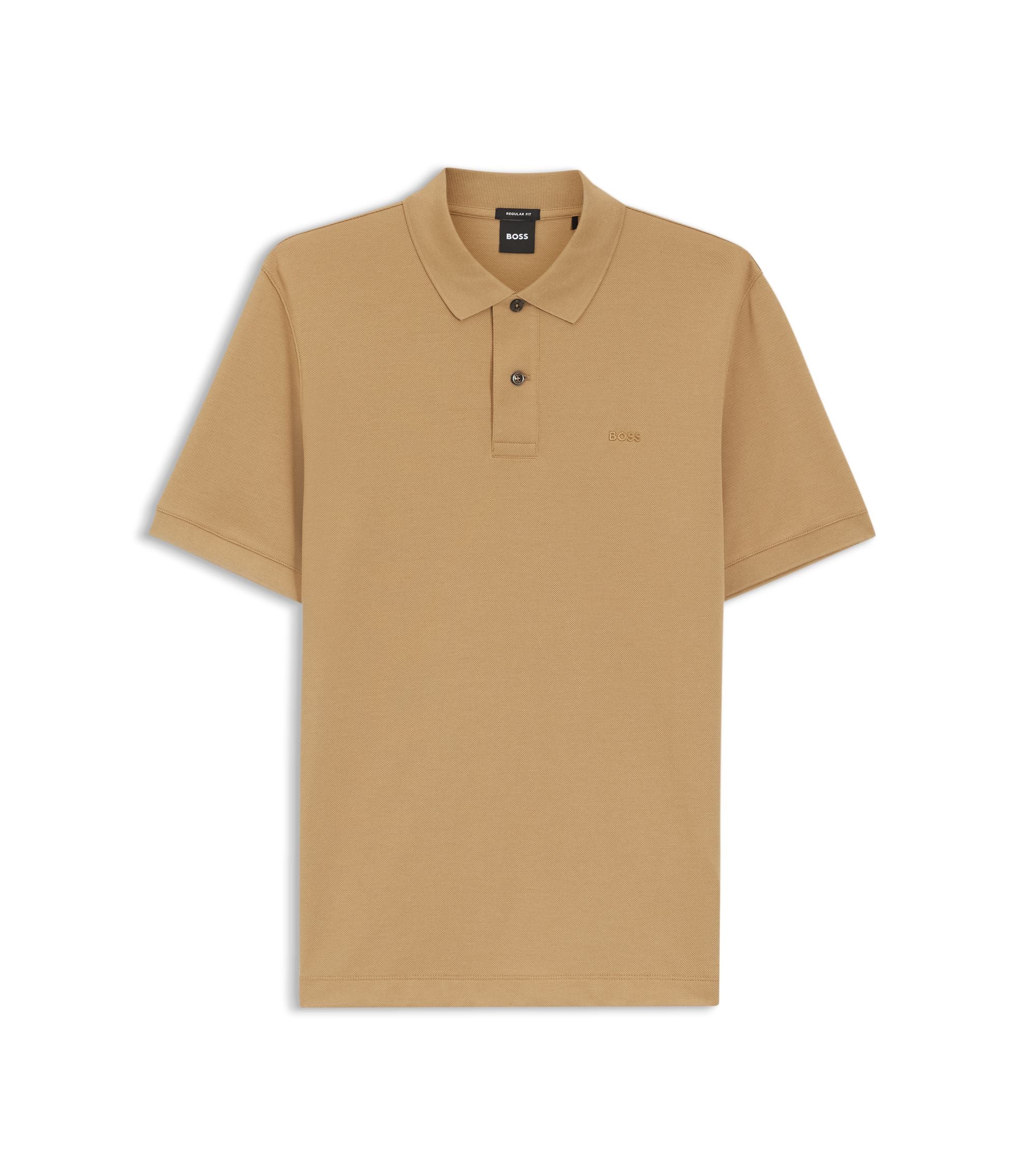 Boss Pallas Polo Shirt In Cotton Piqu With Embroidered Logo Beige