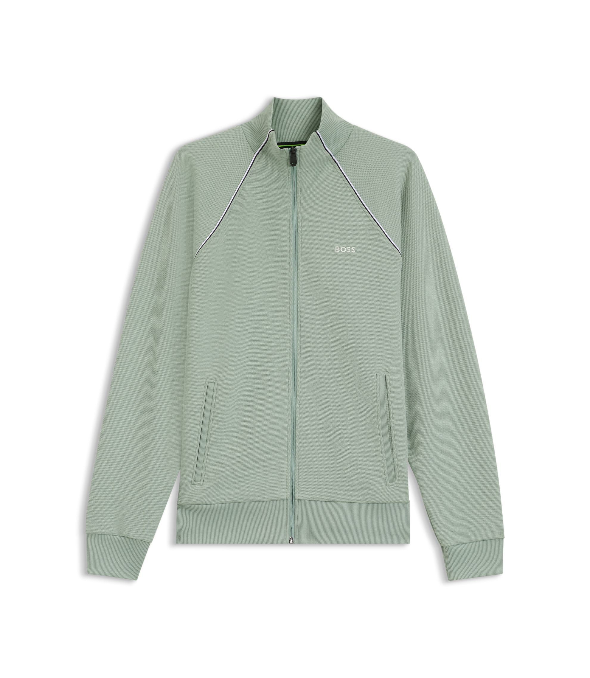 Boss Contrast Piping Sweatshirt In A Cotton Blend Light Green