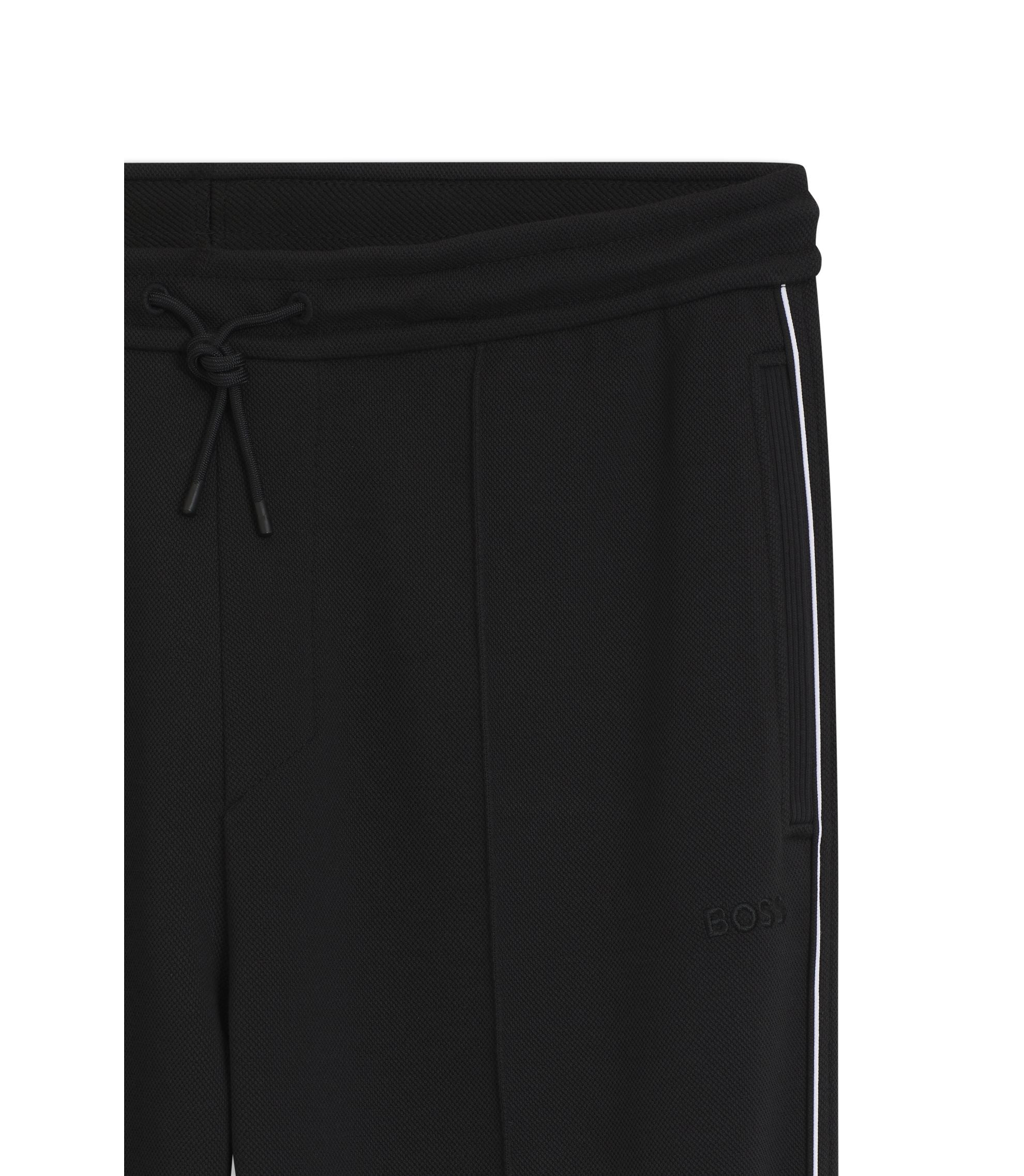 Boss Piping Detail Tracksuit Bottoms In A Cotton Blend Black