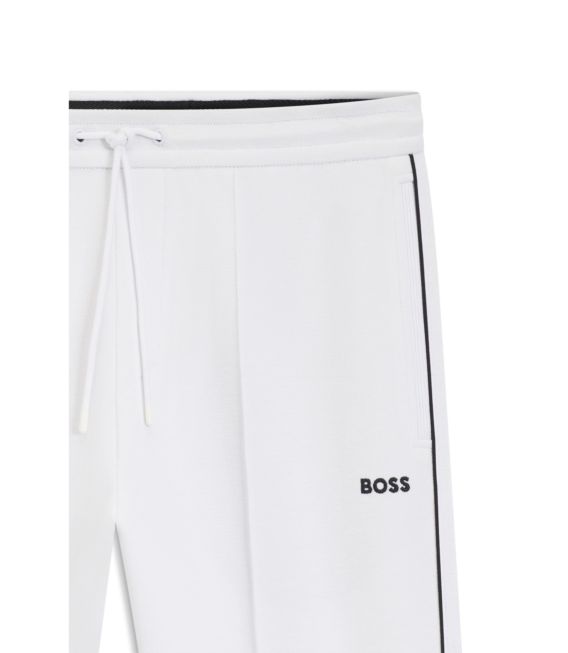 Boss Piping Detail Tracksuit Bottoms In A Cotton Blend White
