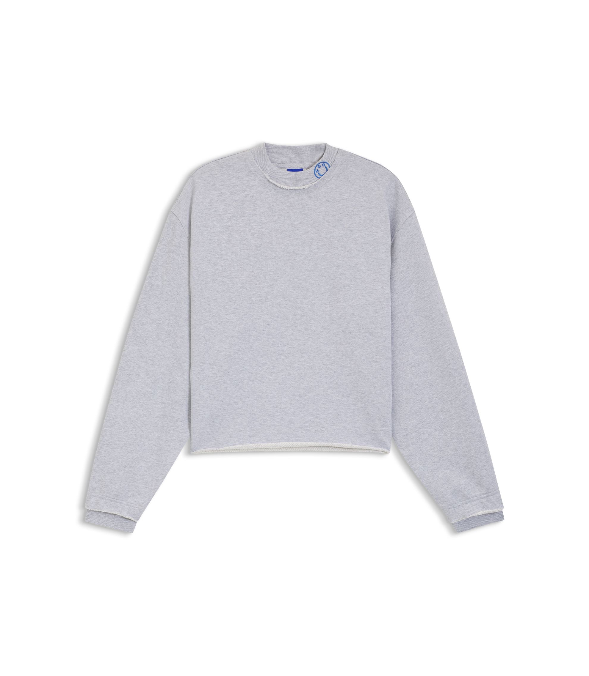 Hugo Logo Collar Sweatshirt In Cotton Terry Light Grey Women's