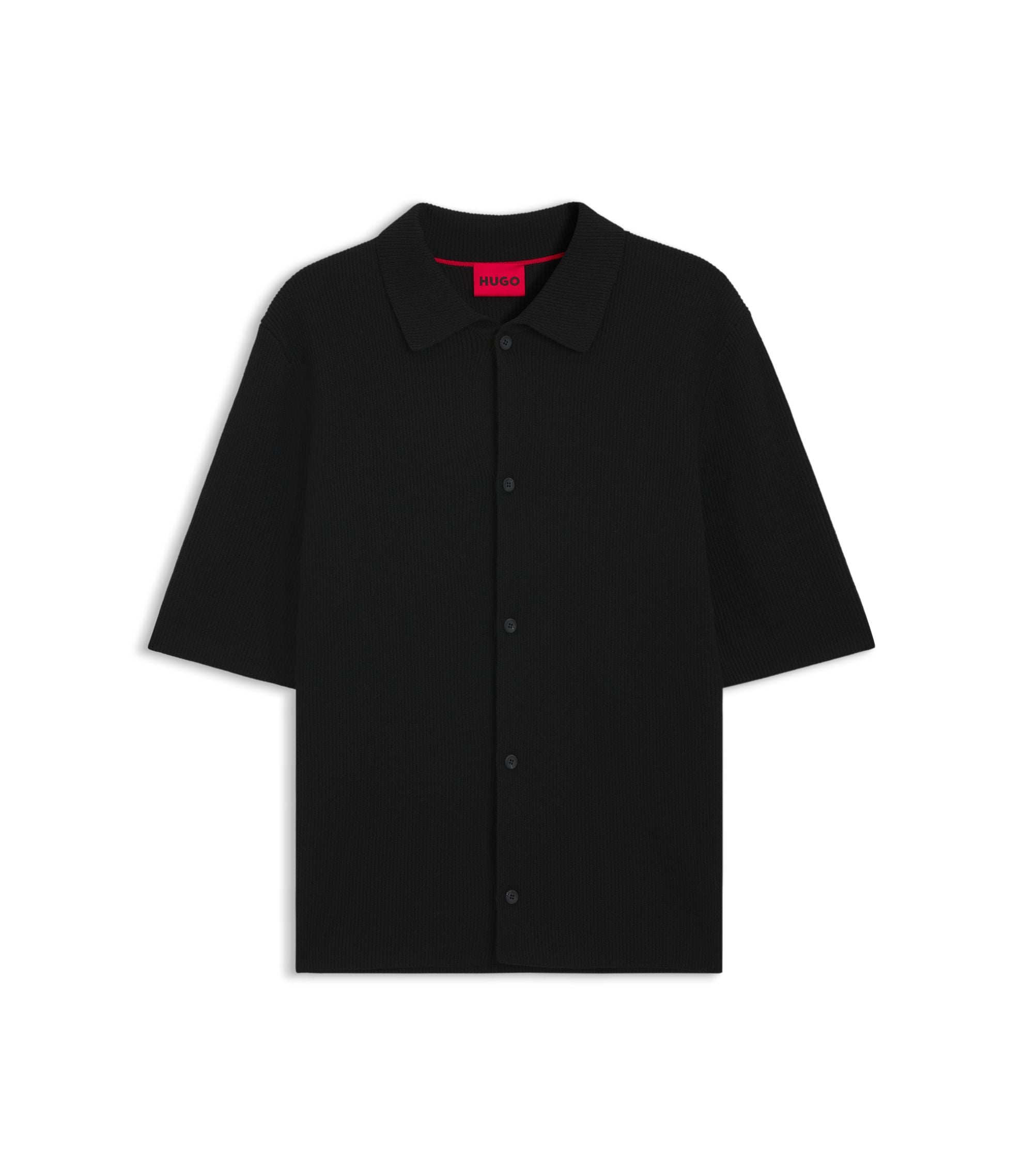 Hugo Regular Fit Shirt With Ribbed Structure Black