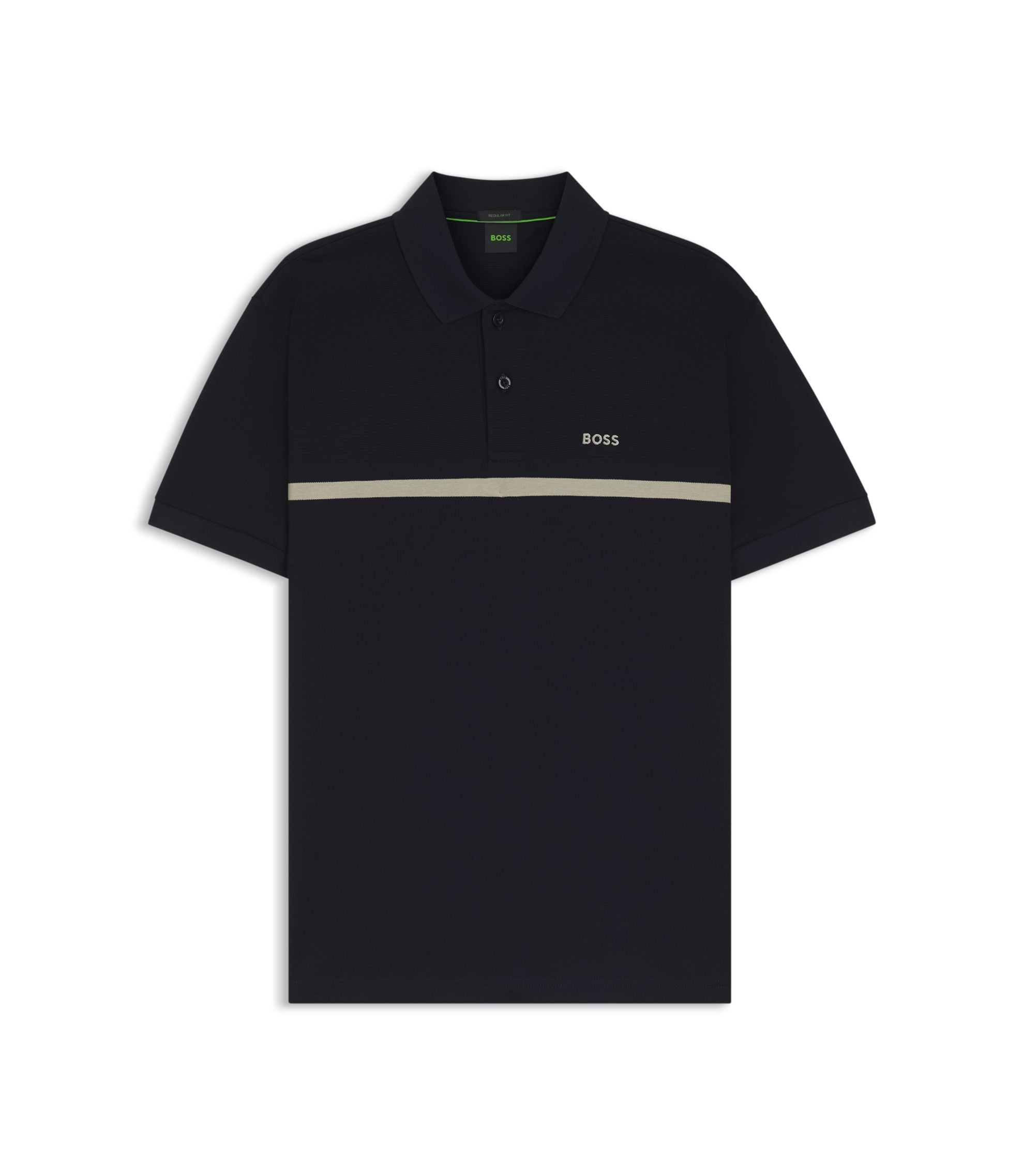 Boss Paddy Polo Shirt With Engineered Stripe Dark Blue