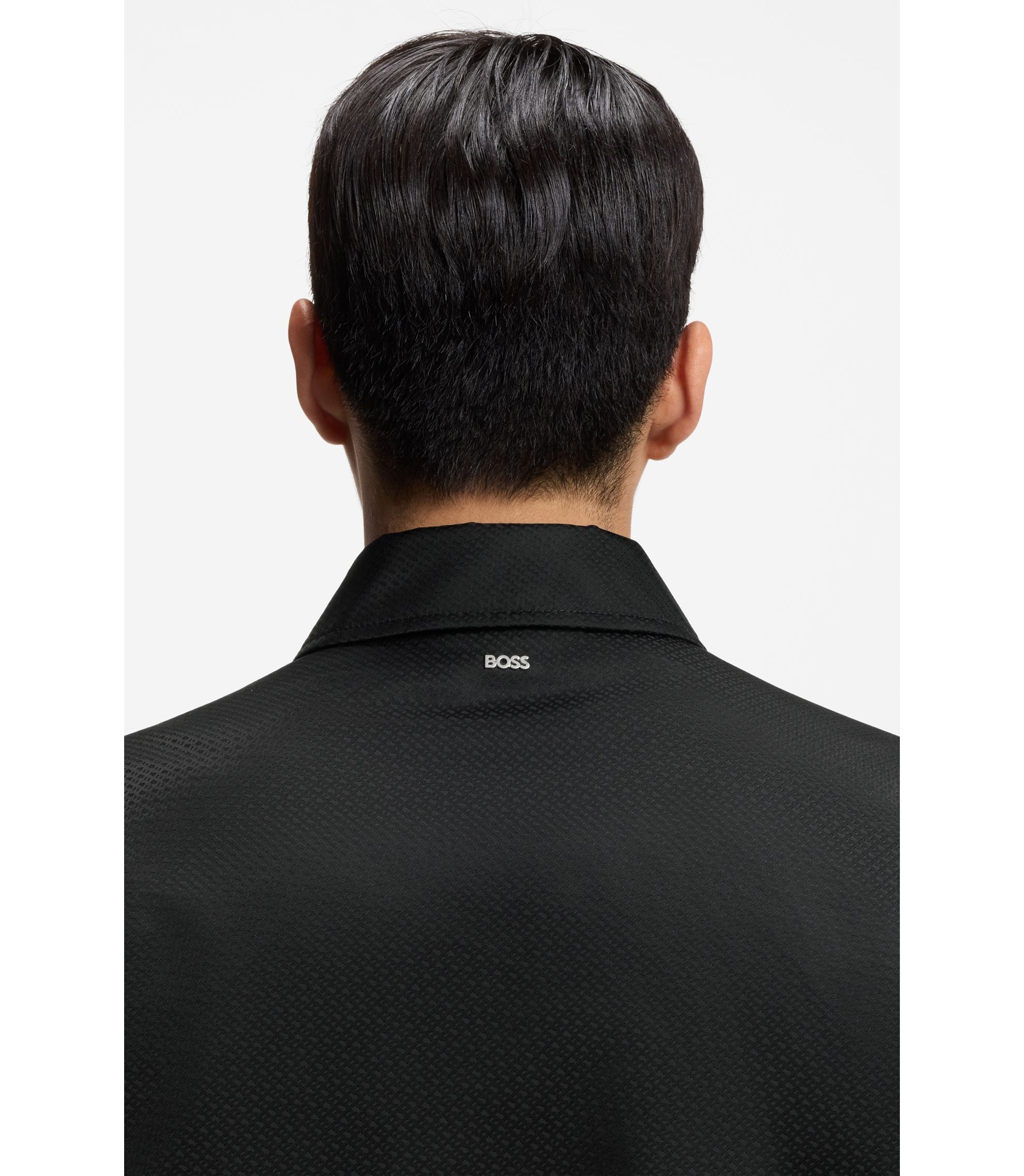 Boss Micro Monogram Jacket With Water Repellent Finish Black