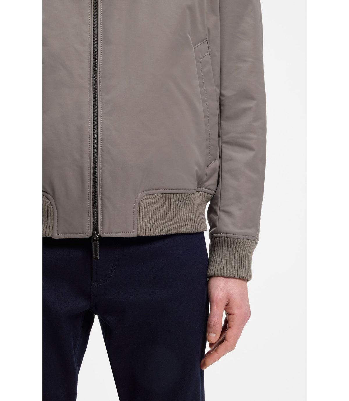 Boss X Aston Martin Bomber Jacket In Water Repellent Twill Light Grey