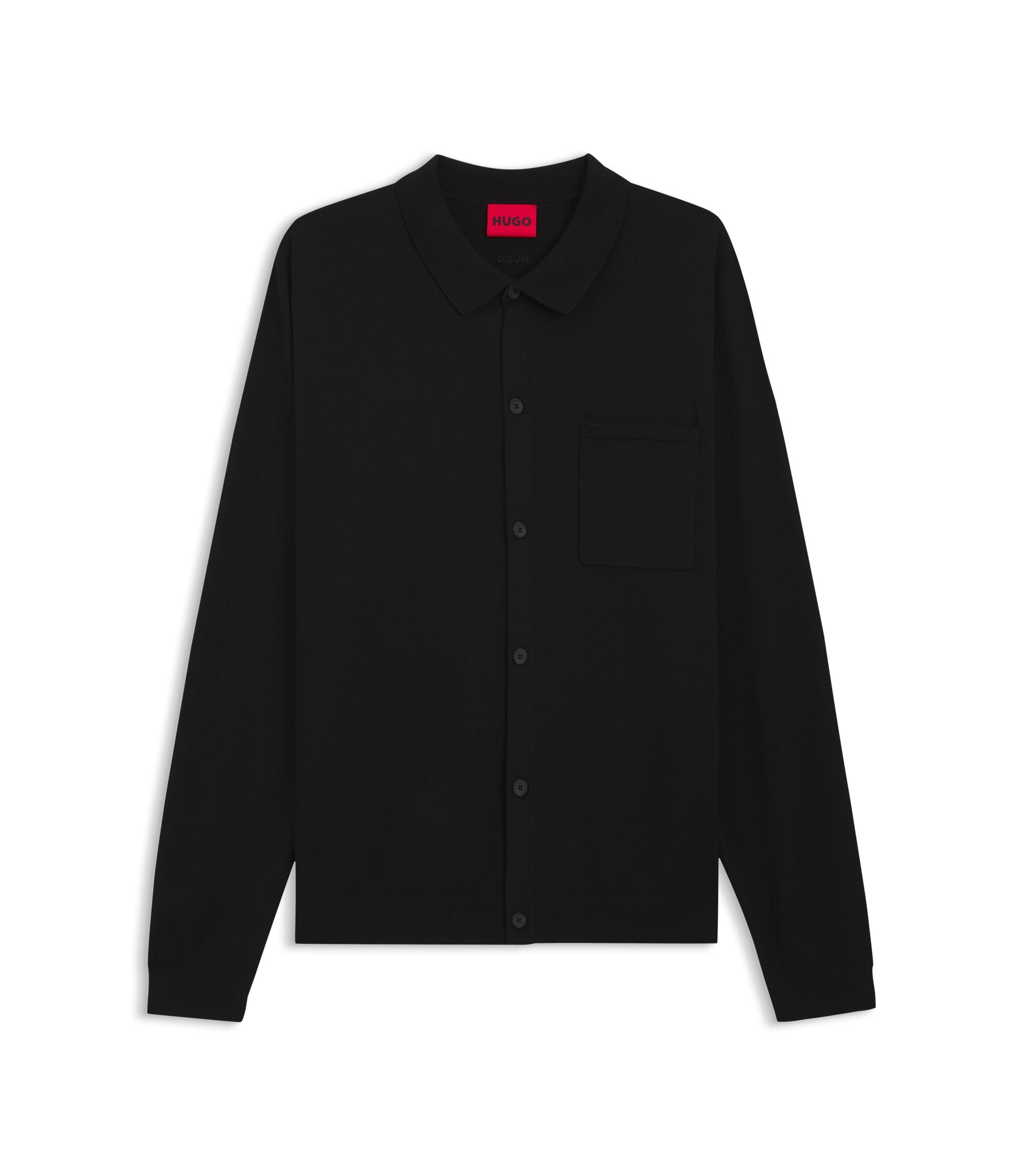 Hugo Regular Fit Jacket With Ribbed Trims Black