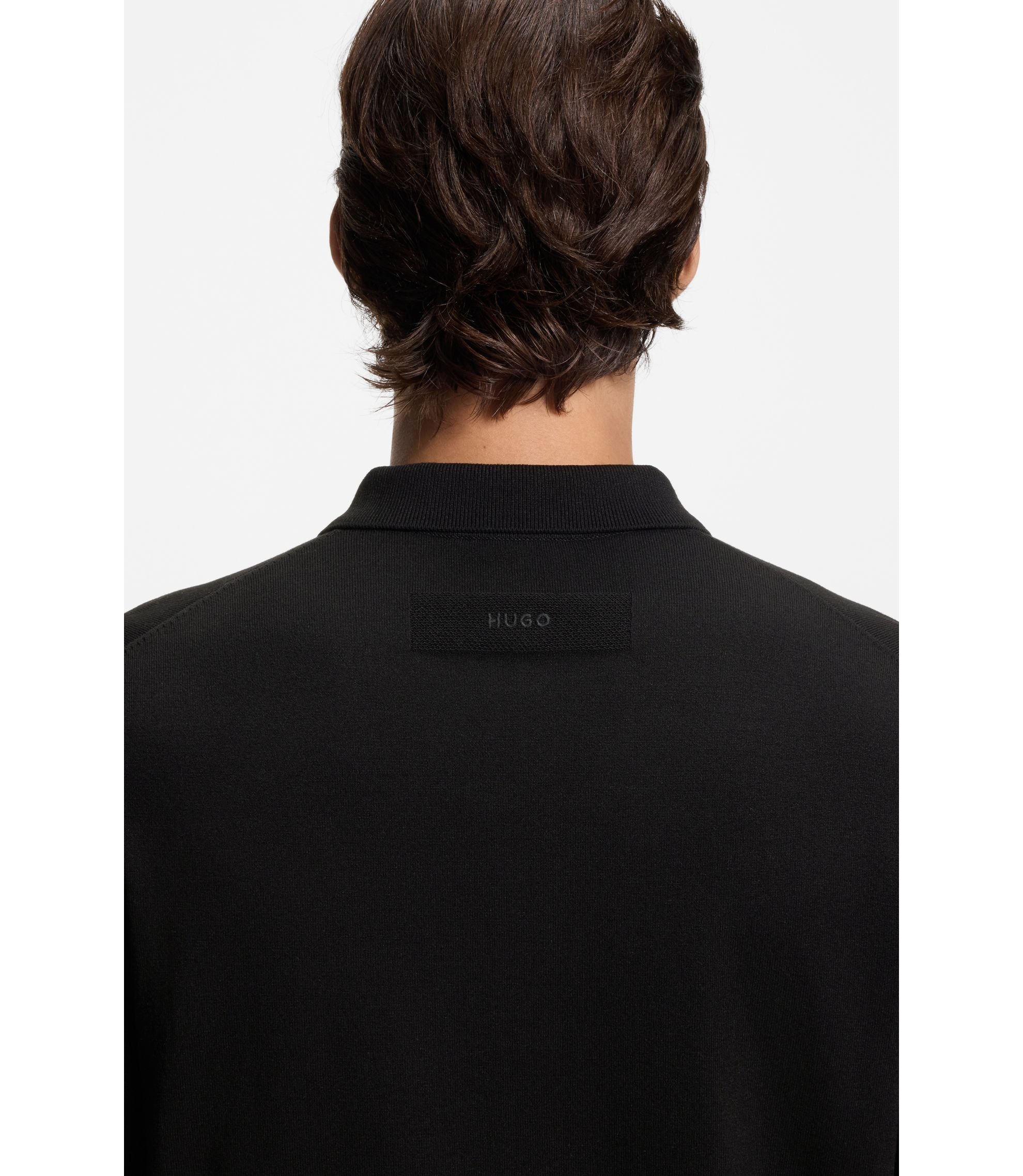 Hugo Regular Fit Jacket With Ribbed Trims Black
