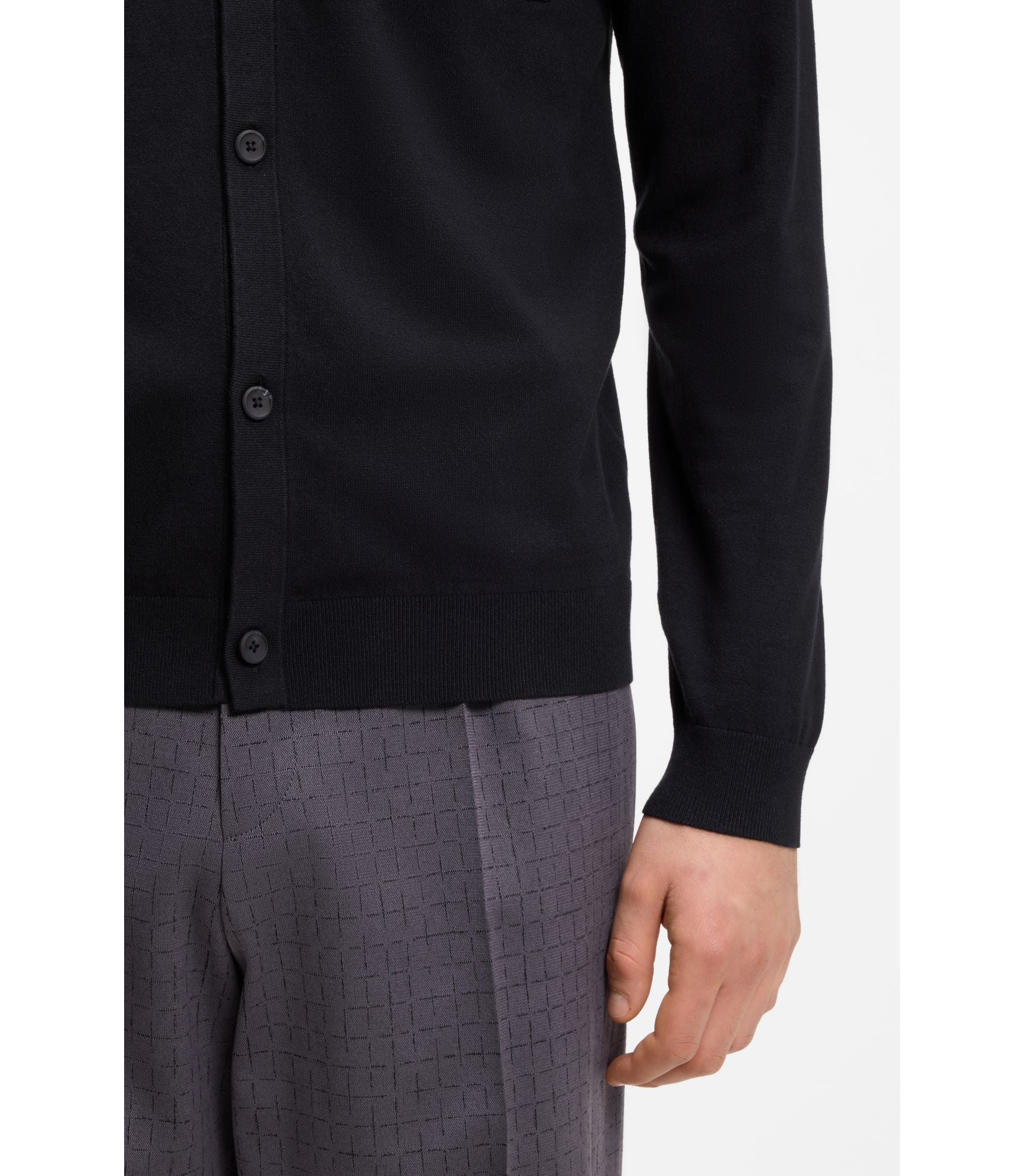 Hugo Regular Fit Jacket With Ribbed Trims Dark Blue