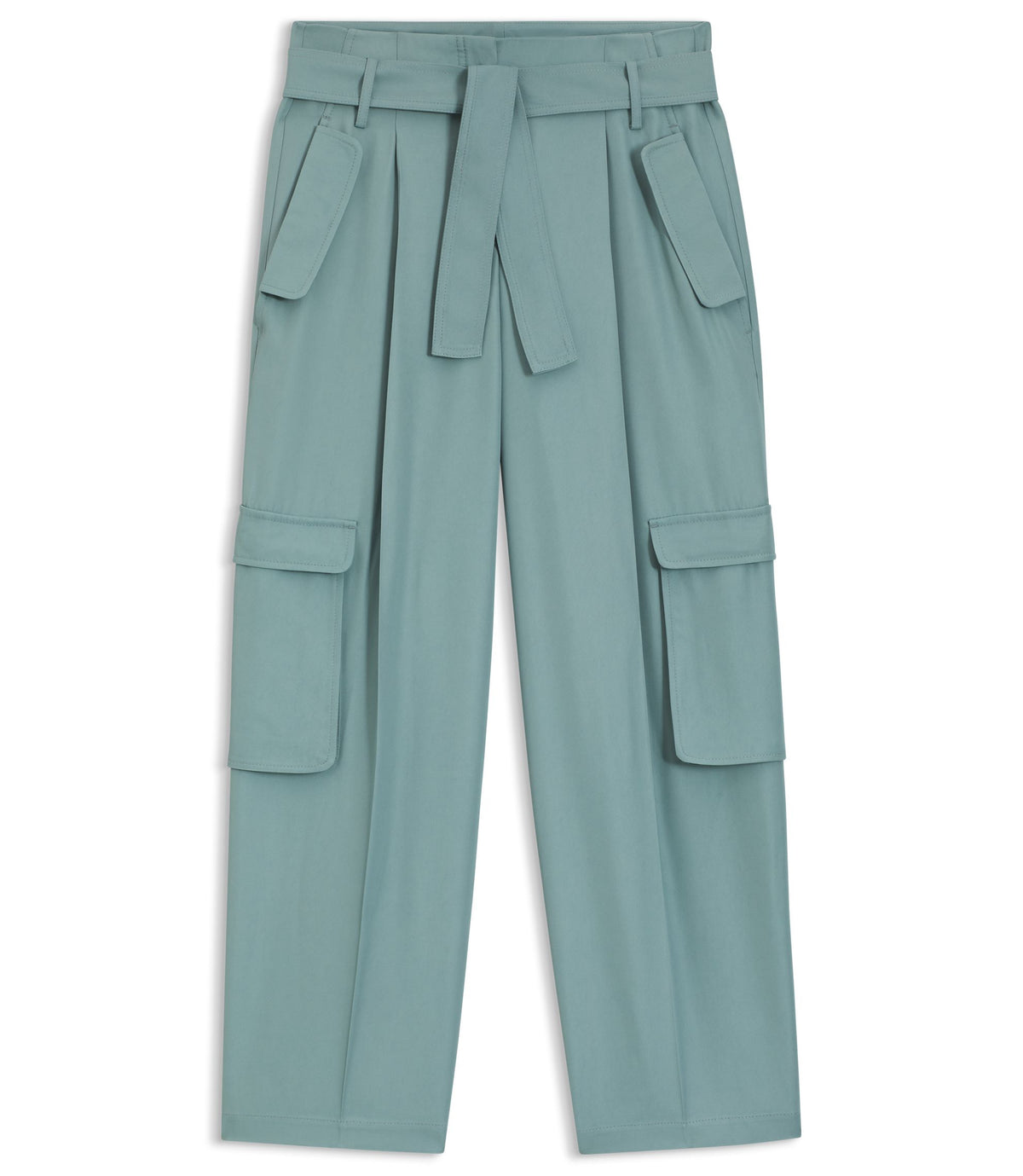 Boss Relaxed Fit Trousers In Drapey Twill Blue Women's