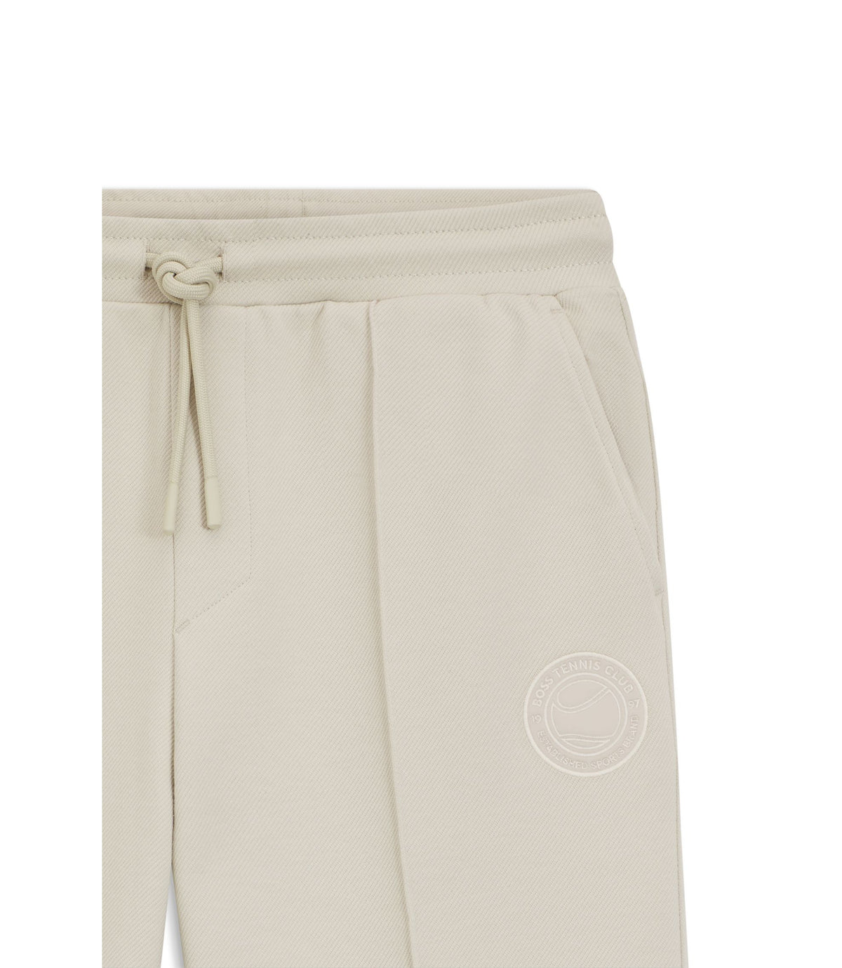 Boss Cotton Blend Tracksuit Bottoms With Tennis Themed Logo Light Beige