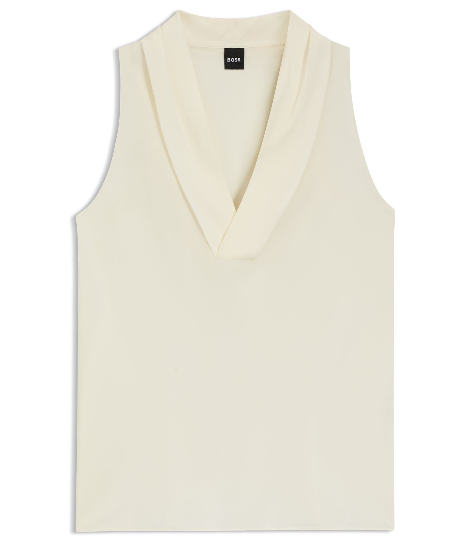 Boss Sleeveless Blouse In Sandwashed Silk With V Neckline White Women's