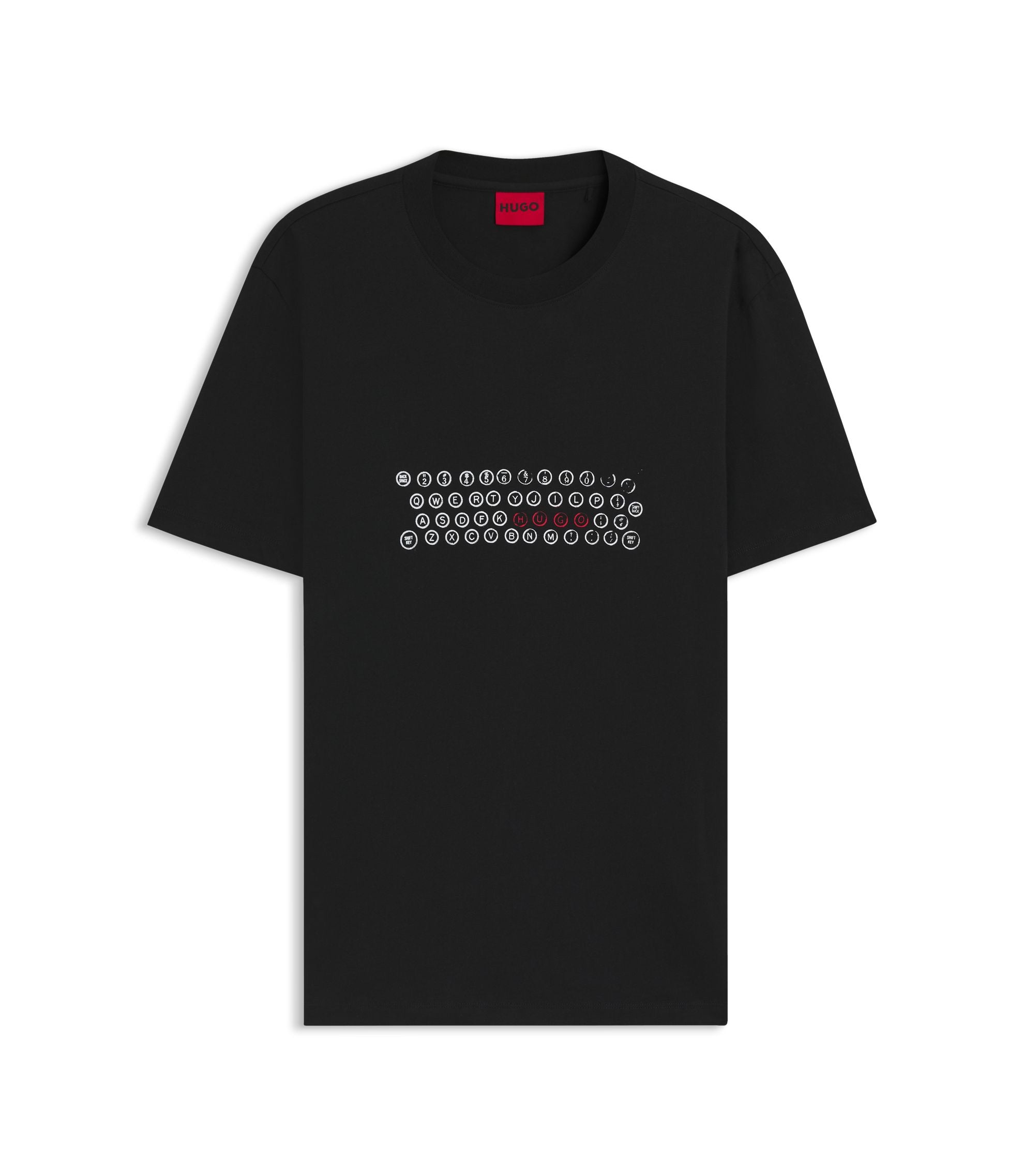 Hugo Printed Artwork T Shirt In Cotton Jersey Black