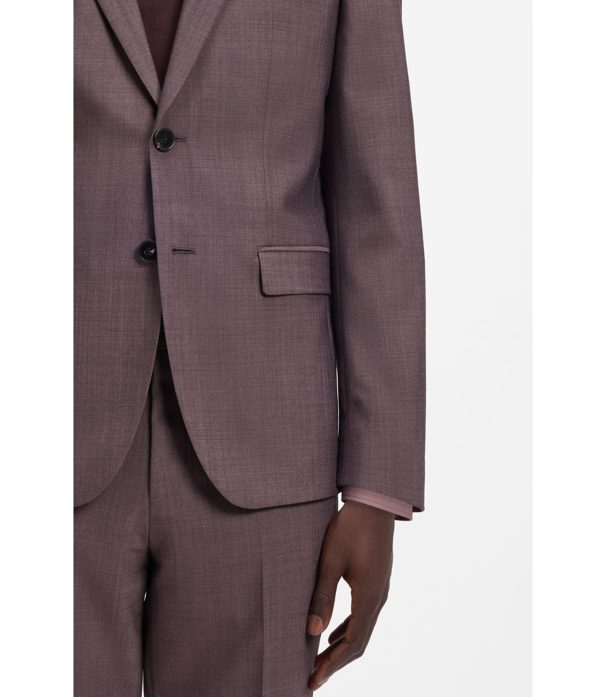 Hugo Two Piece Extra Slim Fit Suit In Wool Blend Poplin Light Brown