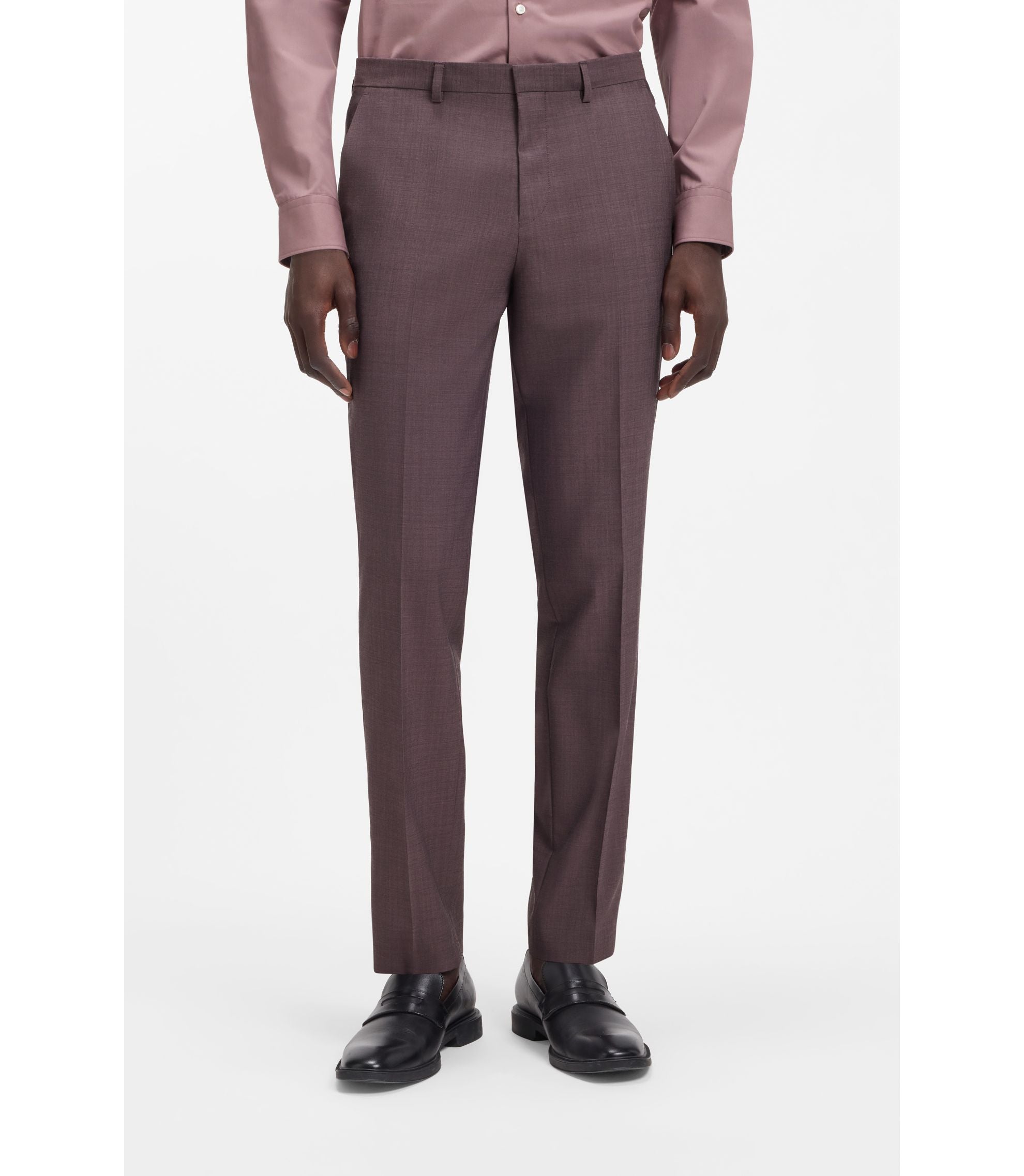 Hugo Two Piece Extra Slim Fit Suit In Wool Blend Poplin Light Brown