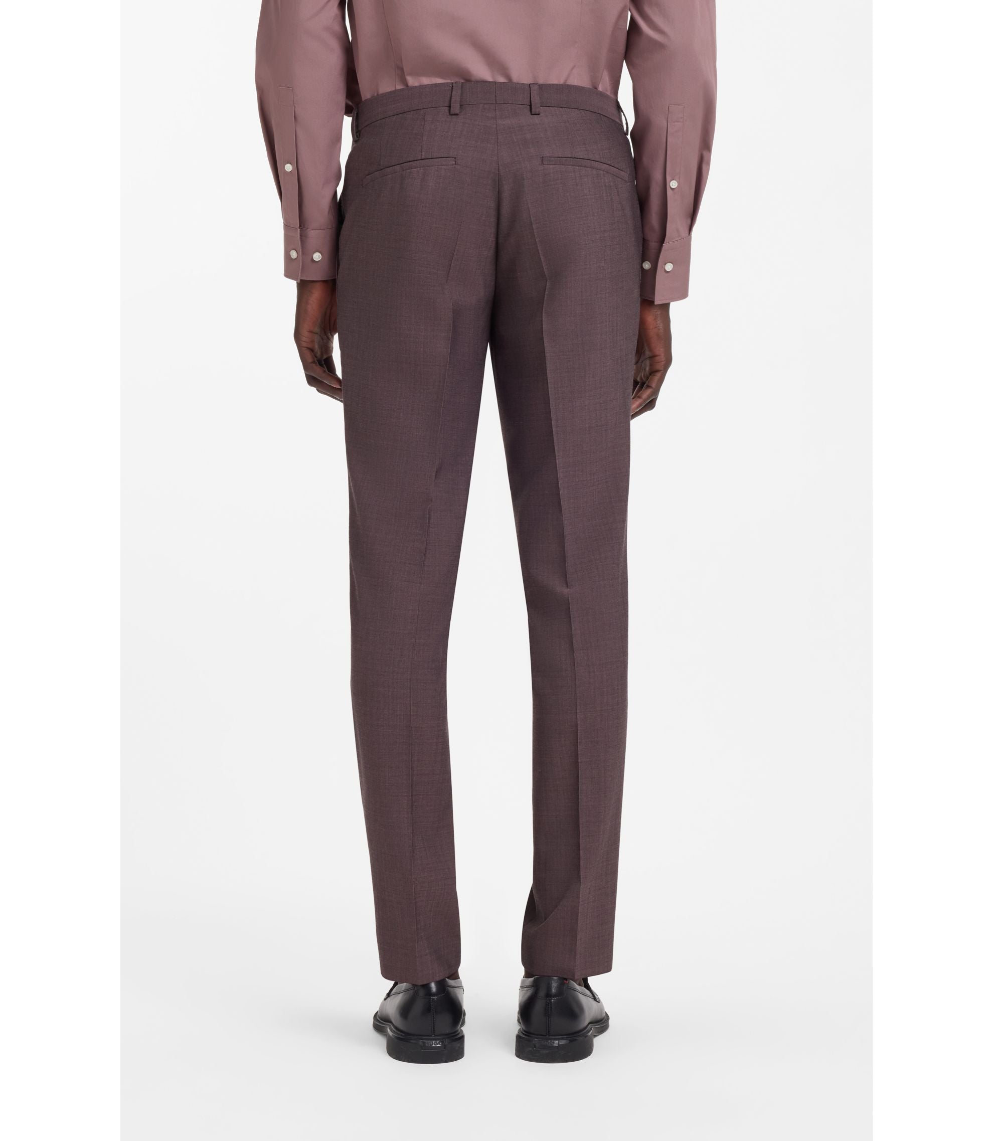 Hugo Two Piece Extra Slim Fit Suit In Wool Blend Poplin Light Brown