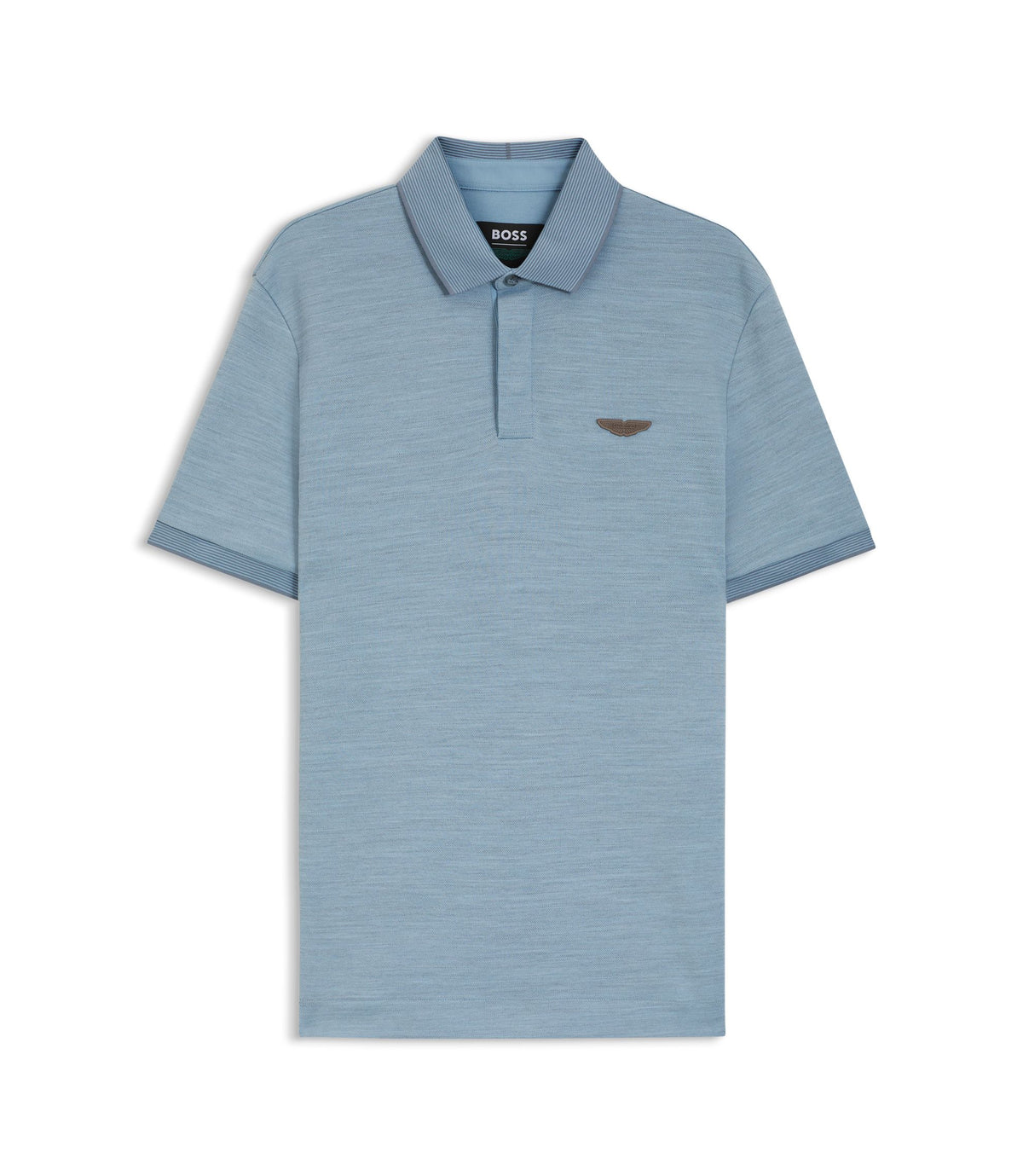 Boss X Aston Martin Polo Shirt In Wool Cotton Piqu Light Blue
