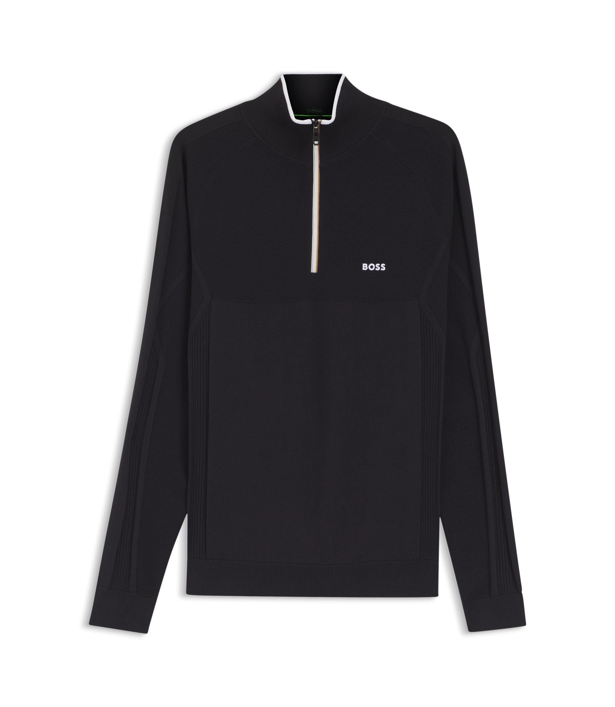 Boss Zip Neck Sweater Dark Blue