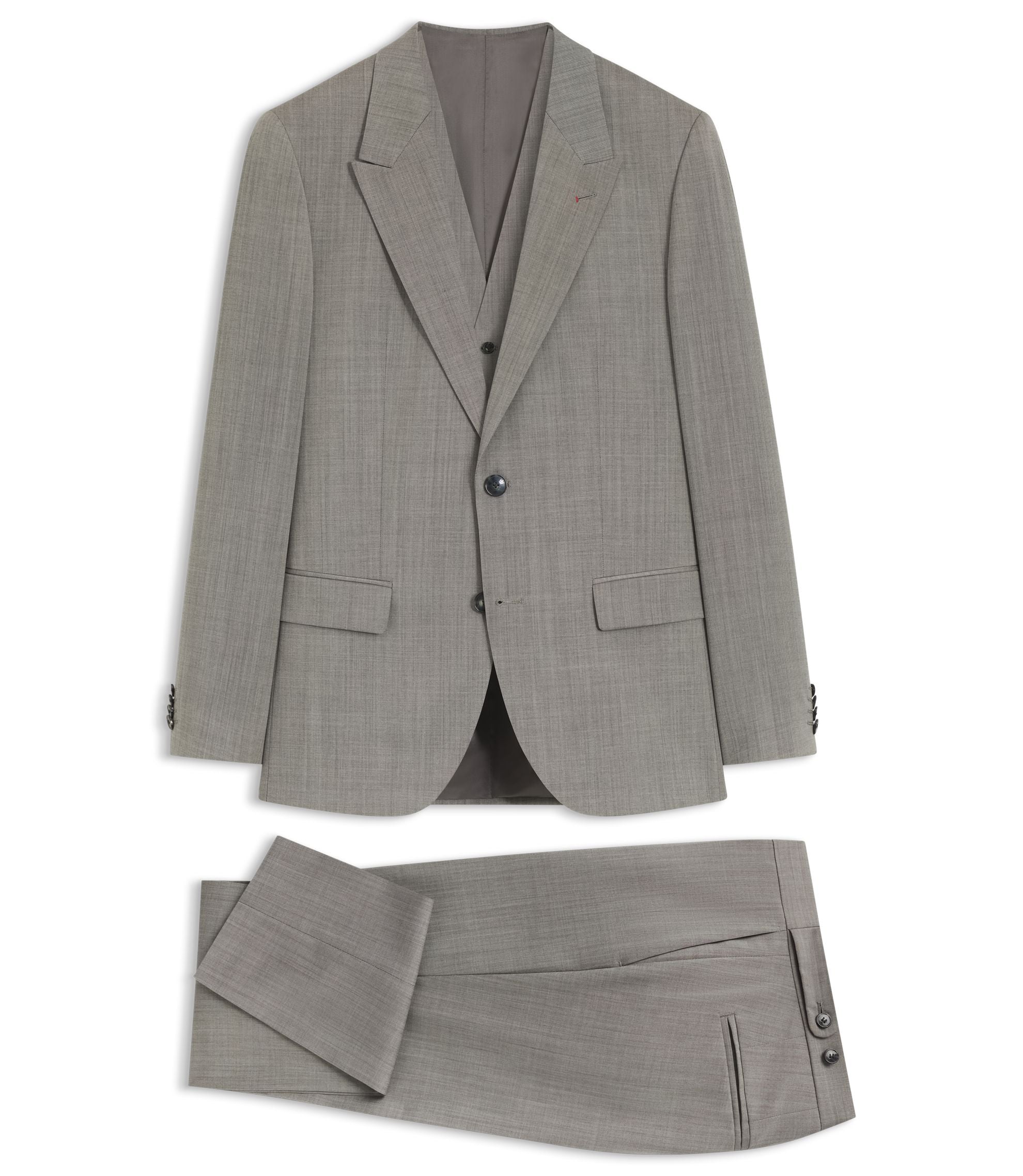 Hugo Three Piece Slim Fit Suit In Wool Blend Poplin Light Green