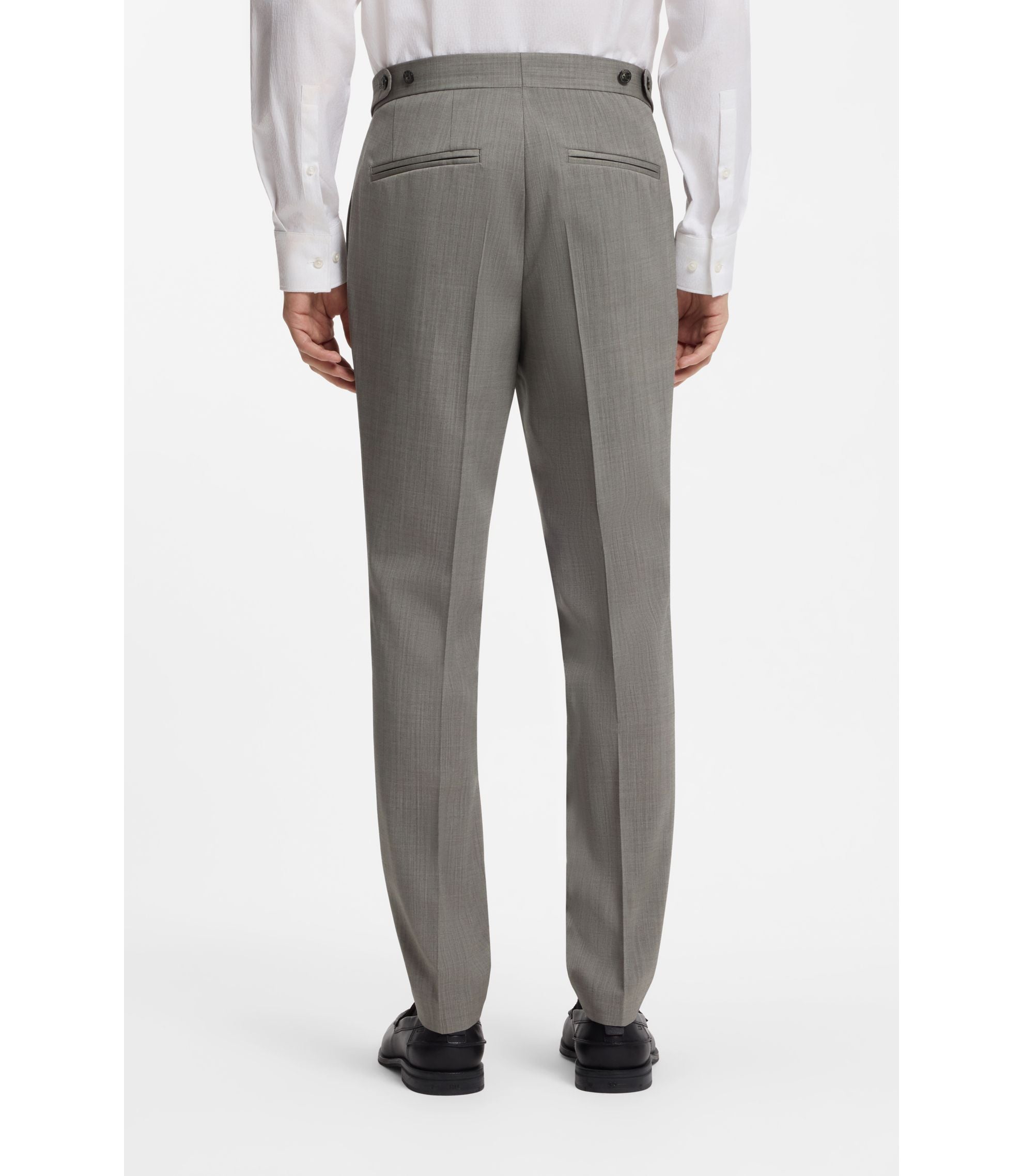 Hugo Three Piece Slim Fit Suit In Wool Blend Poplin Light Green