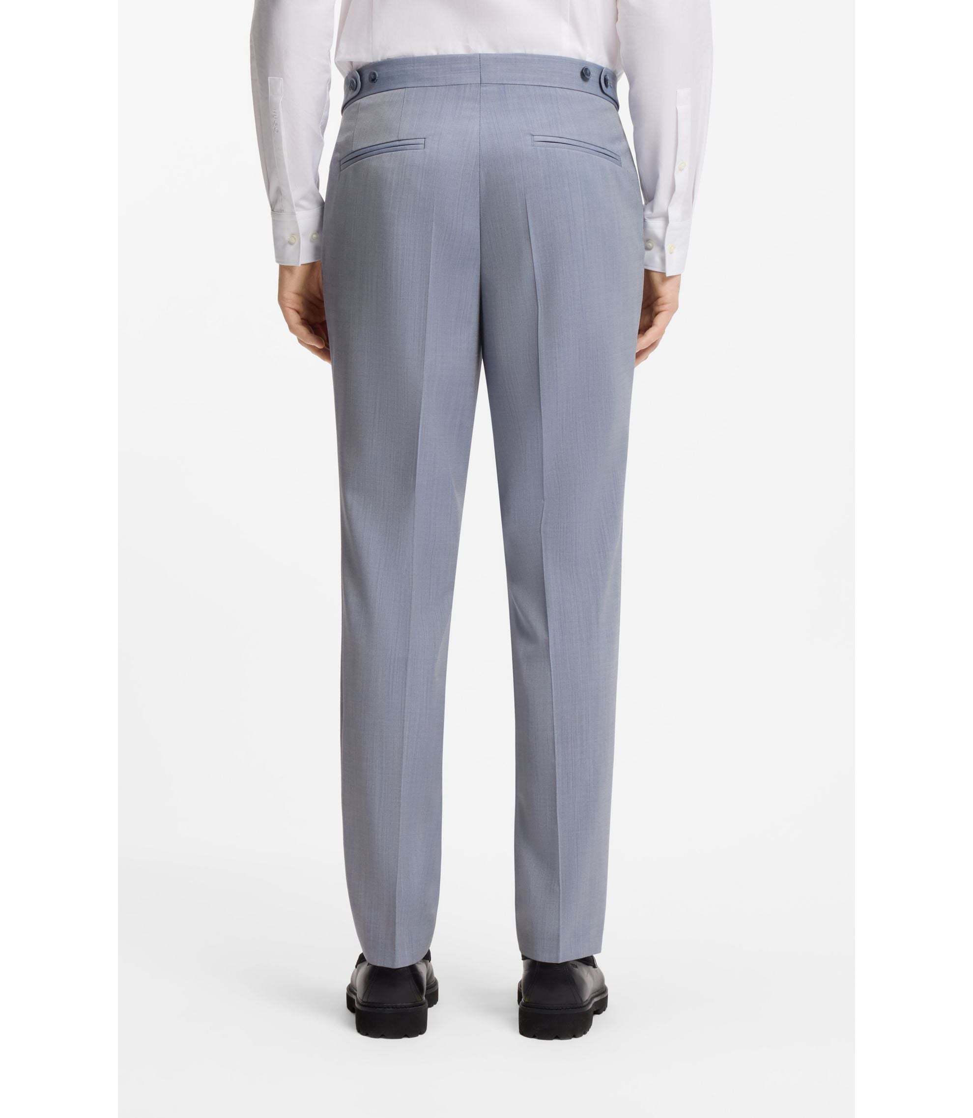 Hugo Three Piece Slim Fit Suit In Wool Blend Poplin Purple