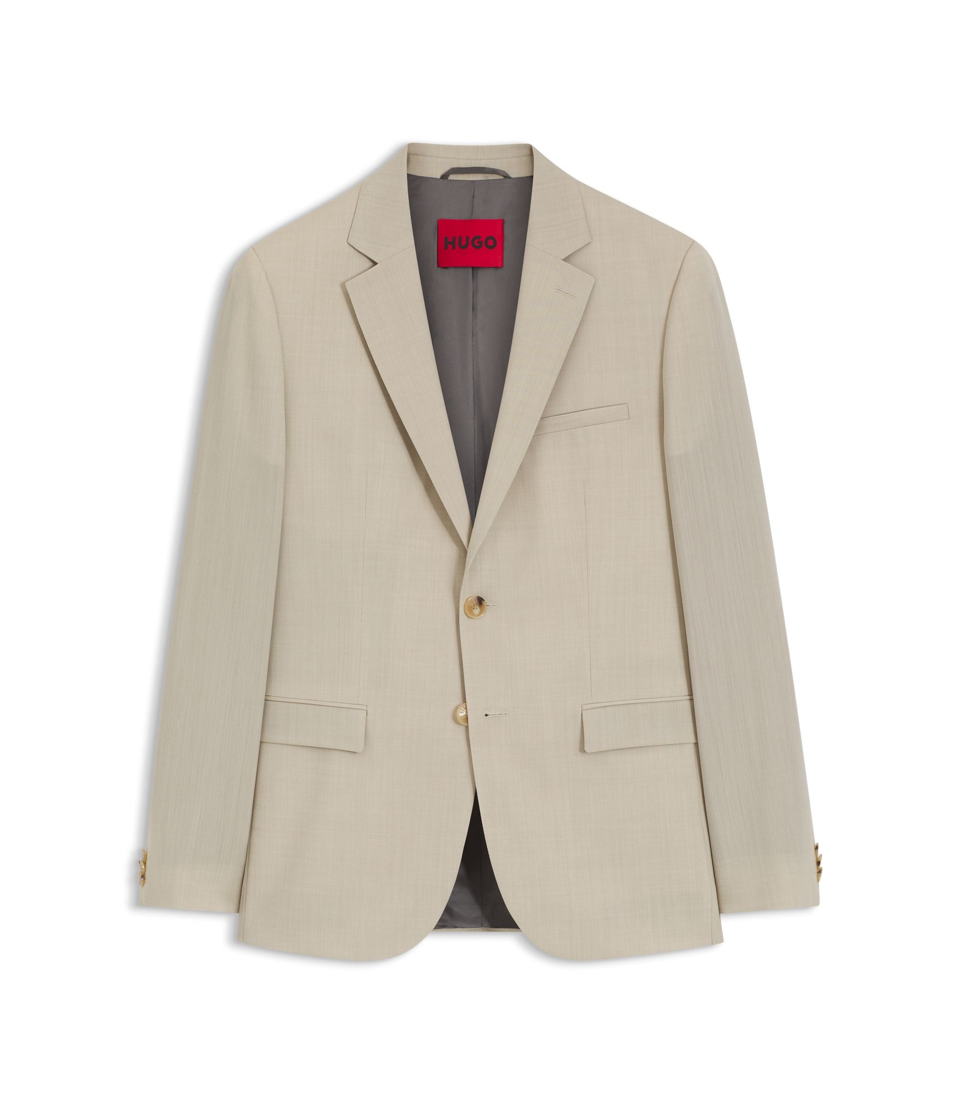 Hugo Extra Slim Fit Suit Jacket In Wool Blend Poplin Beige