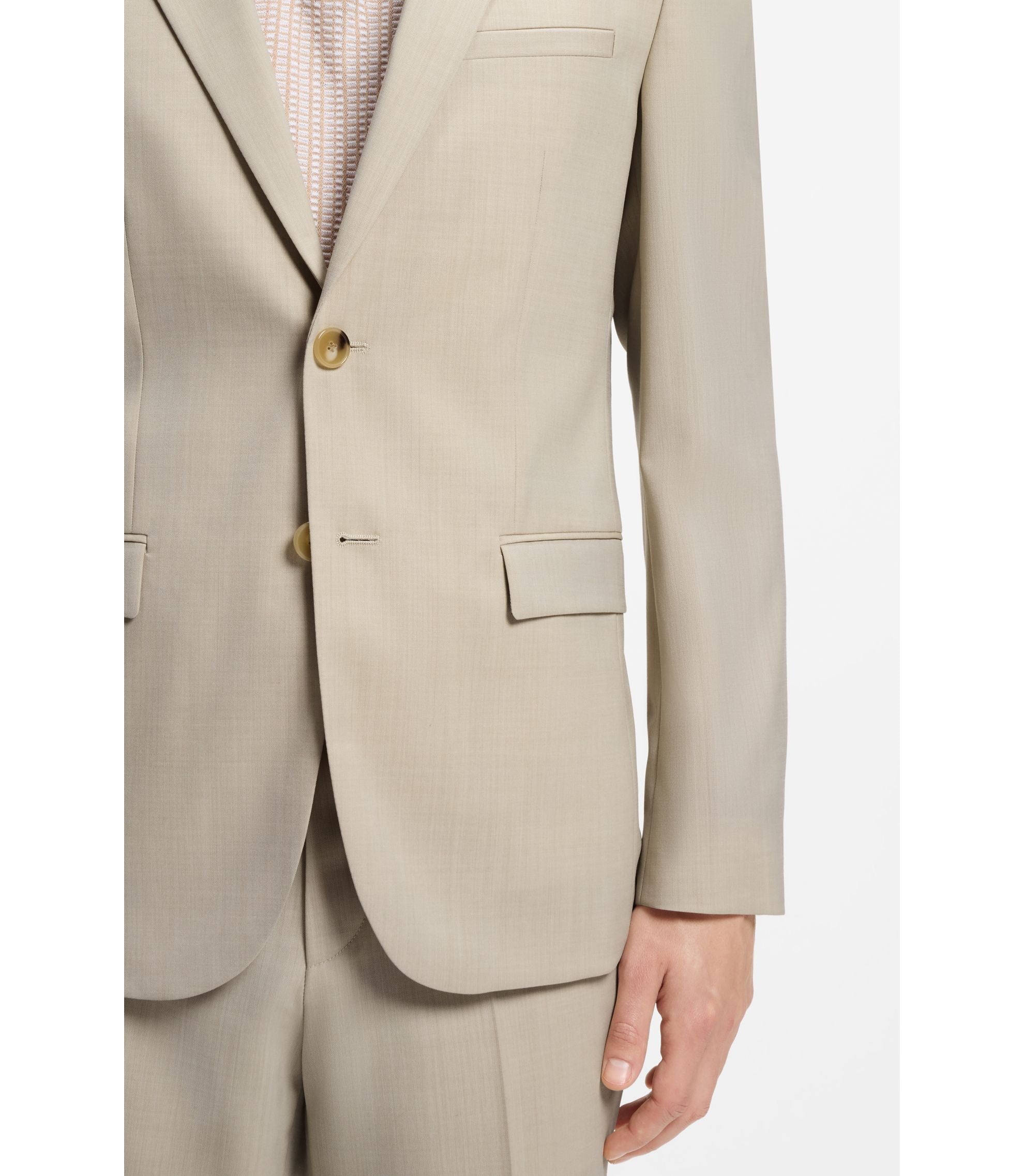 Hugo Extra Slim Fit Suit Jacket In Wool Blend Poplin Beige
