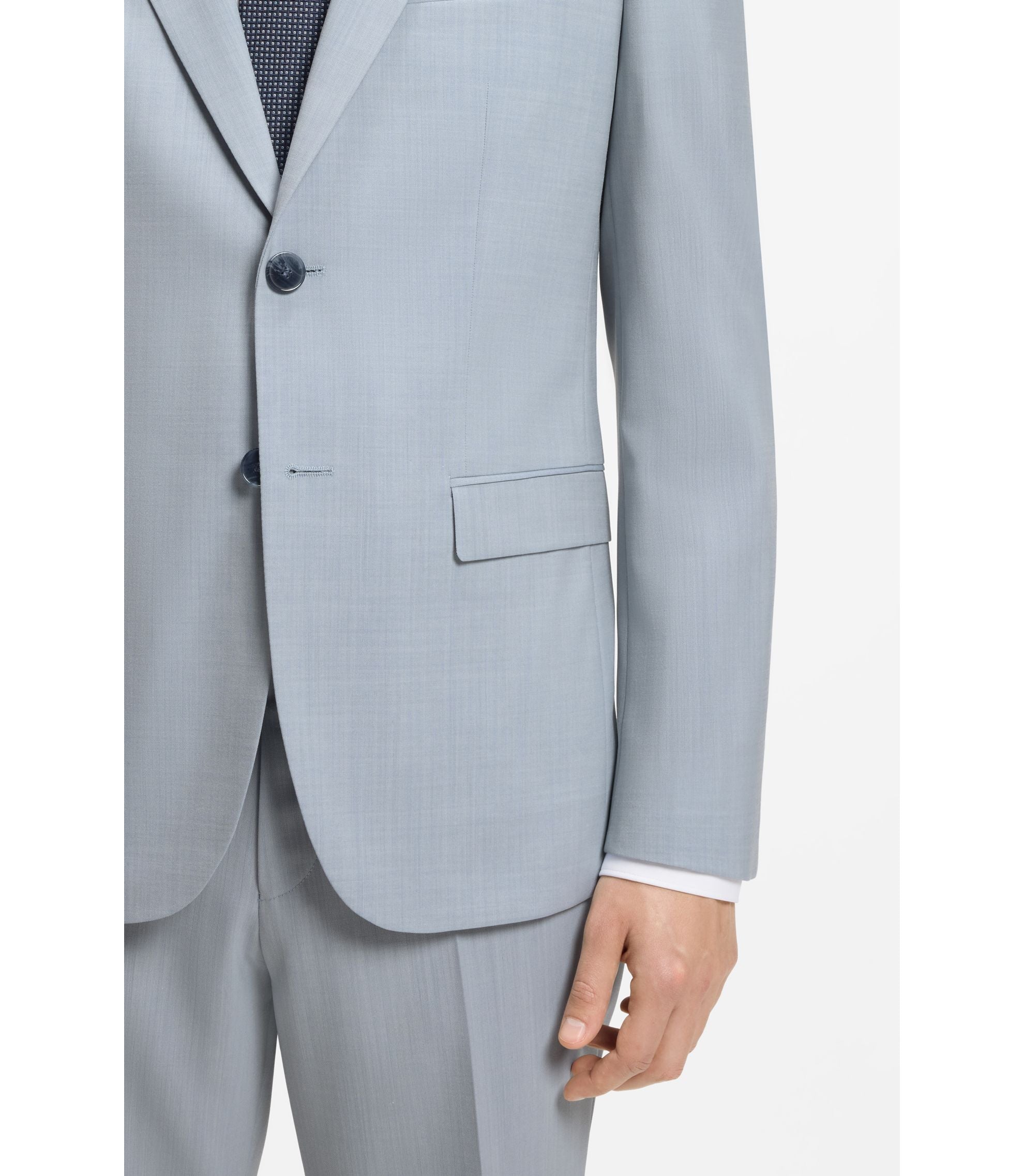 Hugo Extra Slim Fit Suit Jacket In Wool Blend Poplin Light Blue