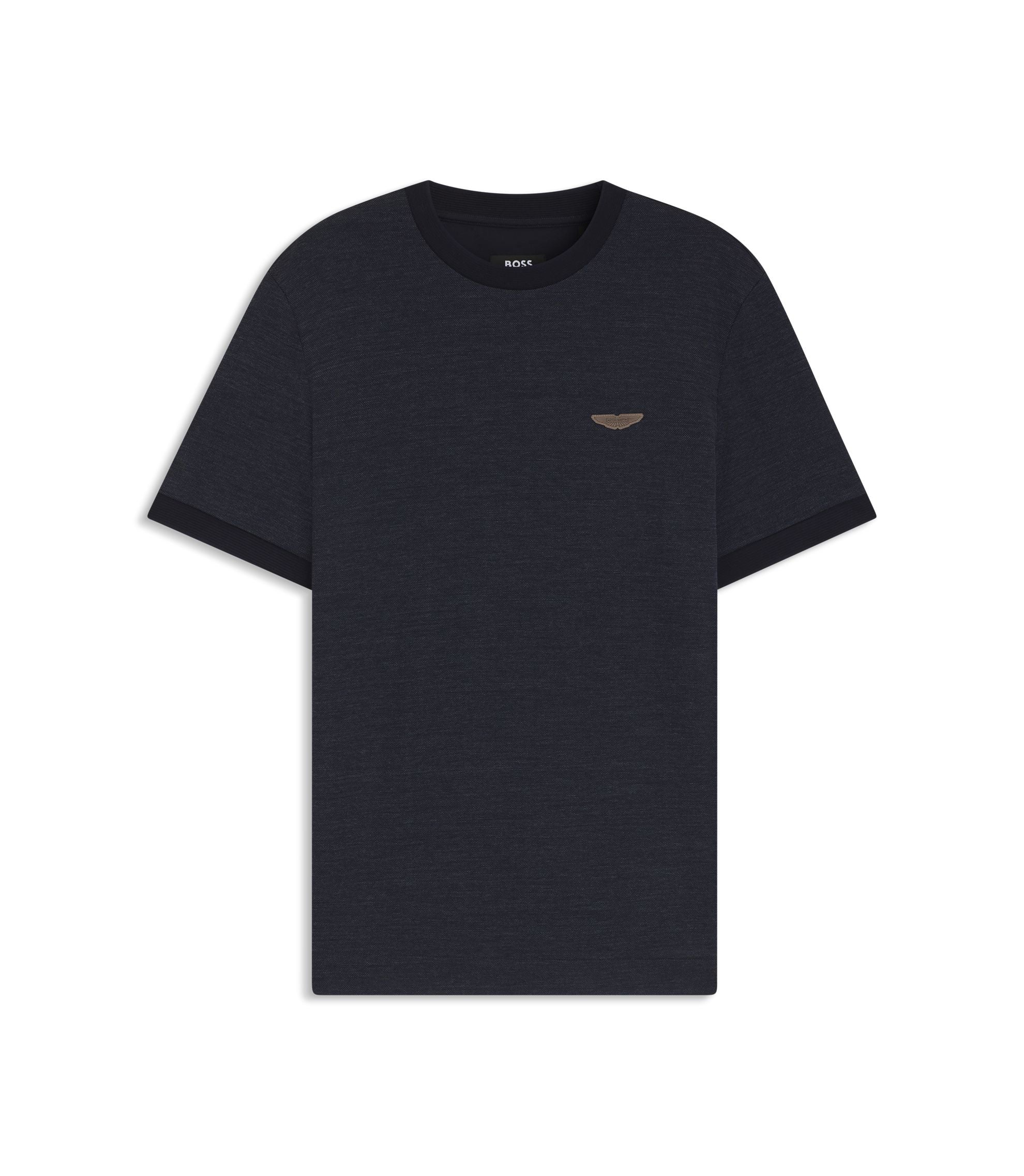 Boss X Aston Martin T Shirt In Wool Cotton Jacquard Dark Blue