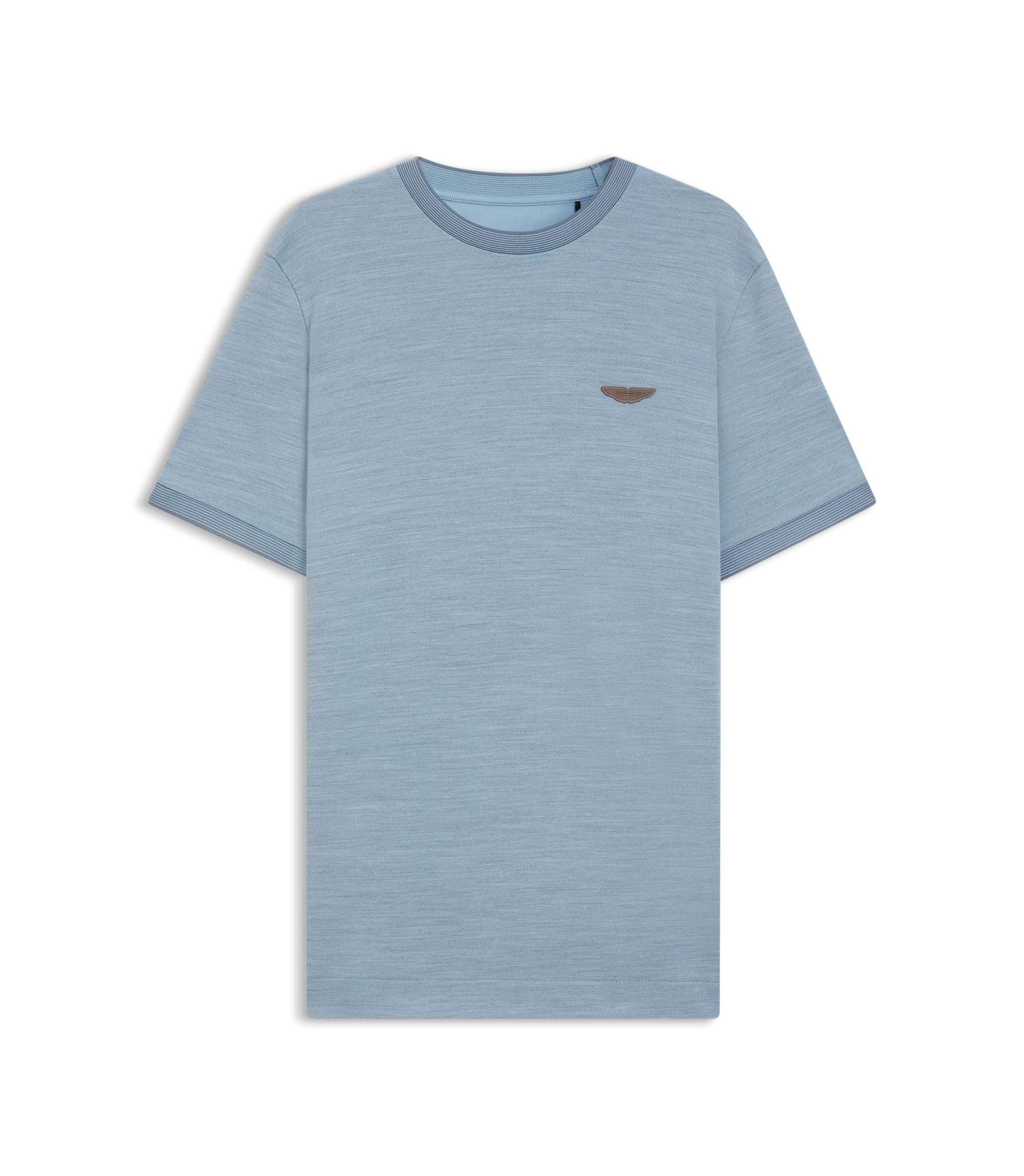Boss X Aston Martin T Shirt In Wool Cotton Jacquard Light Blue