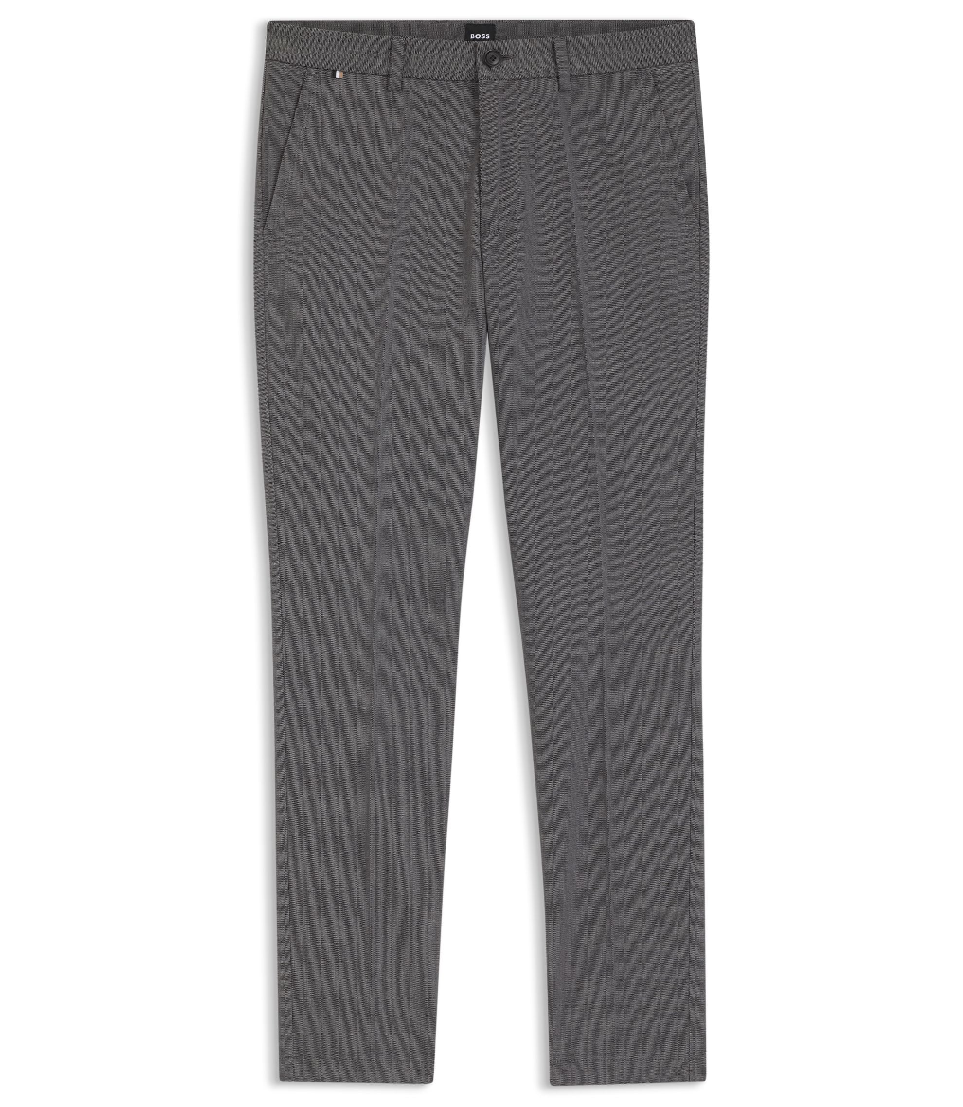 Boss Slim Fit Trousers In Stretch Cotton Dobby Black