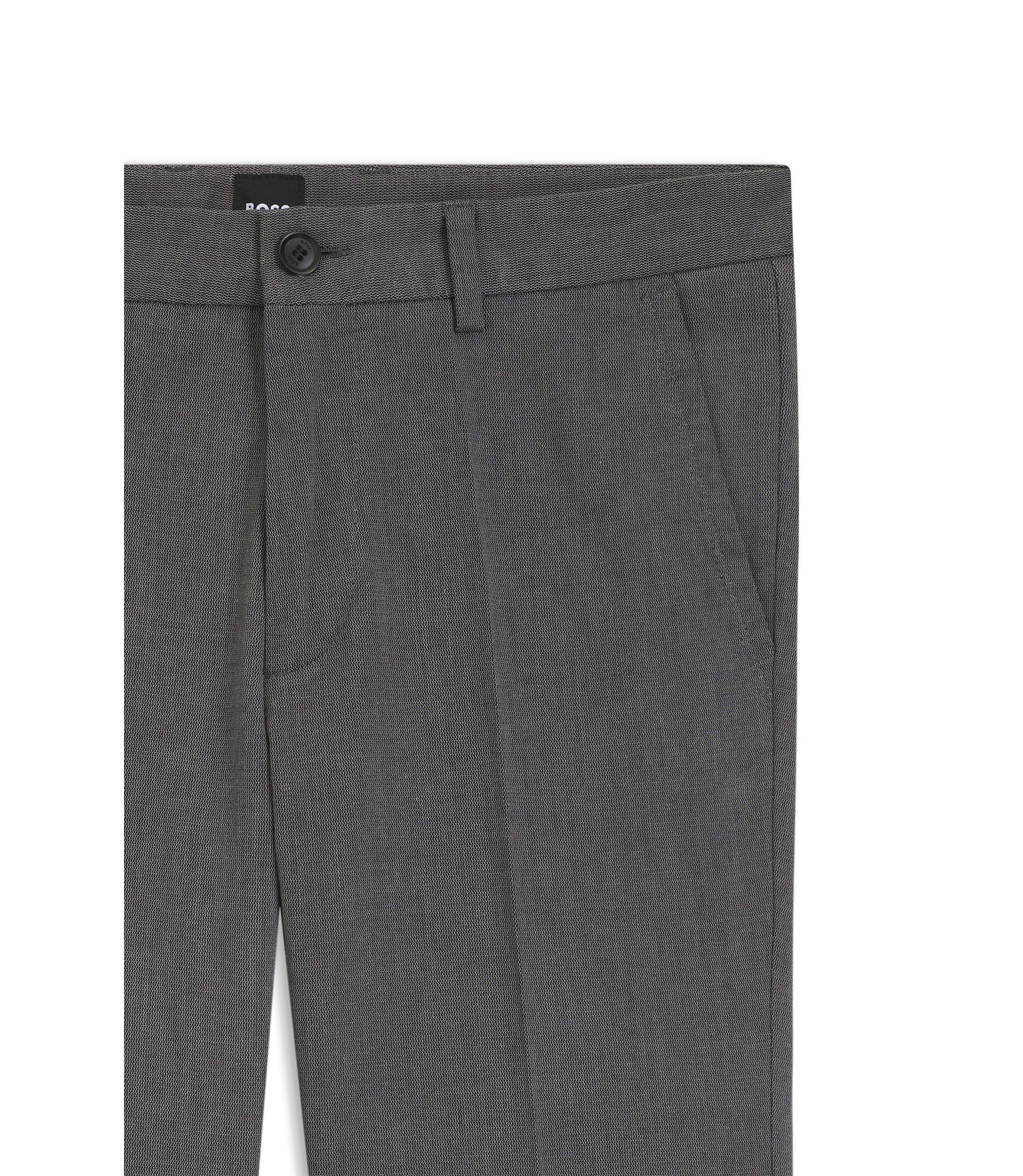 Boss Slim Fit Trousers In Stretch Cotton Dobby Black