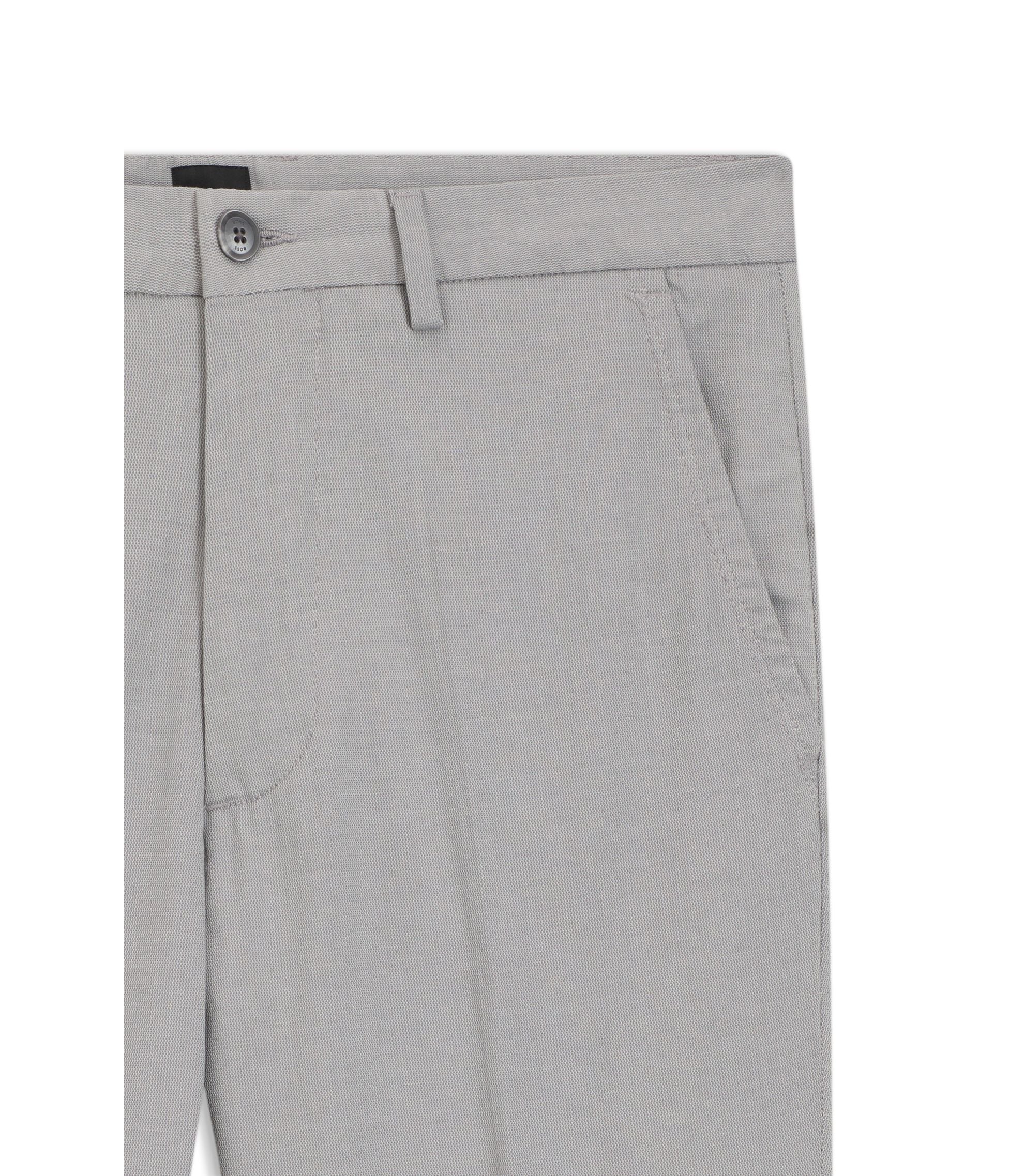 Boss Slim Fit Trousers In Stretch Cotton Dobby Silver