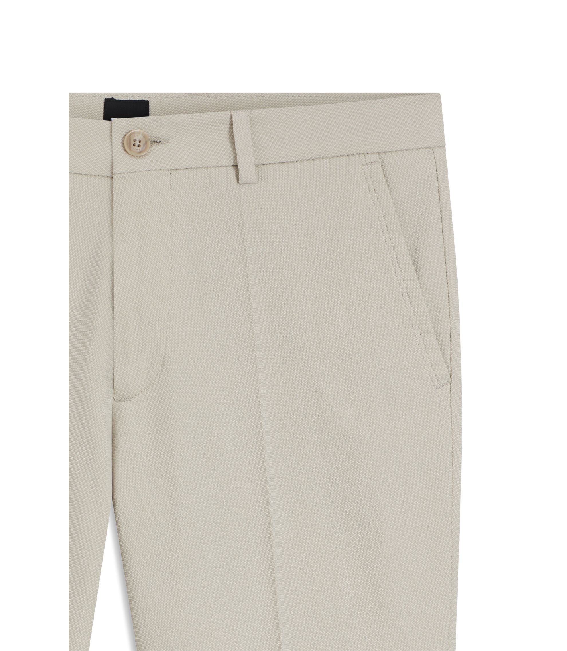 Boss Slim Fit Trousers In Stretch Cotton Dobby Light Beige