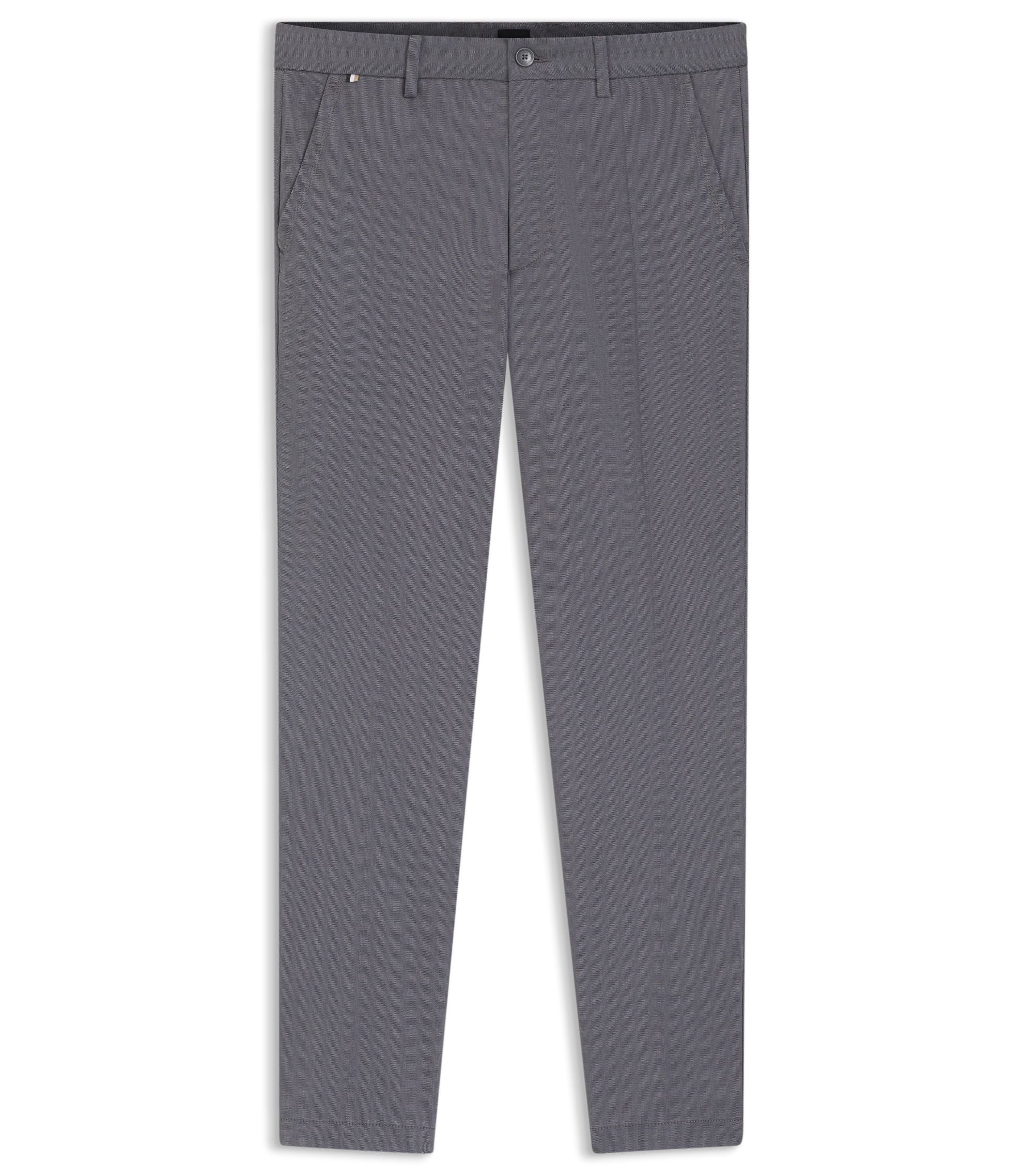 Boss Slim Fit Trousers In Stretch Cotton Dobby Dark Blue