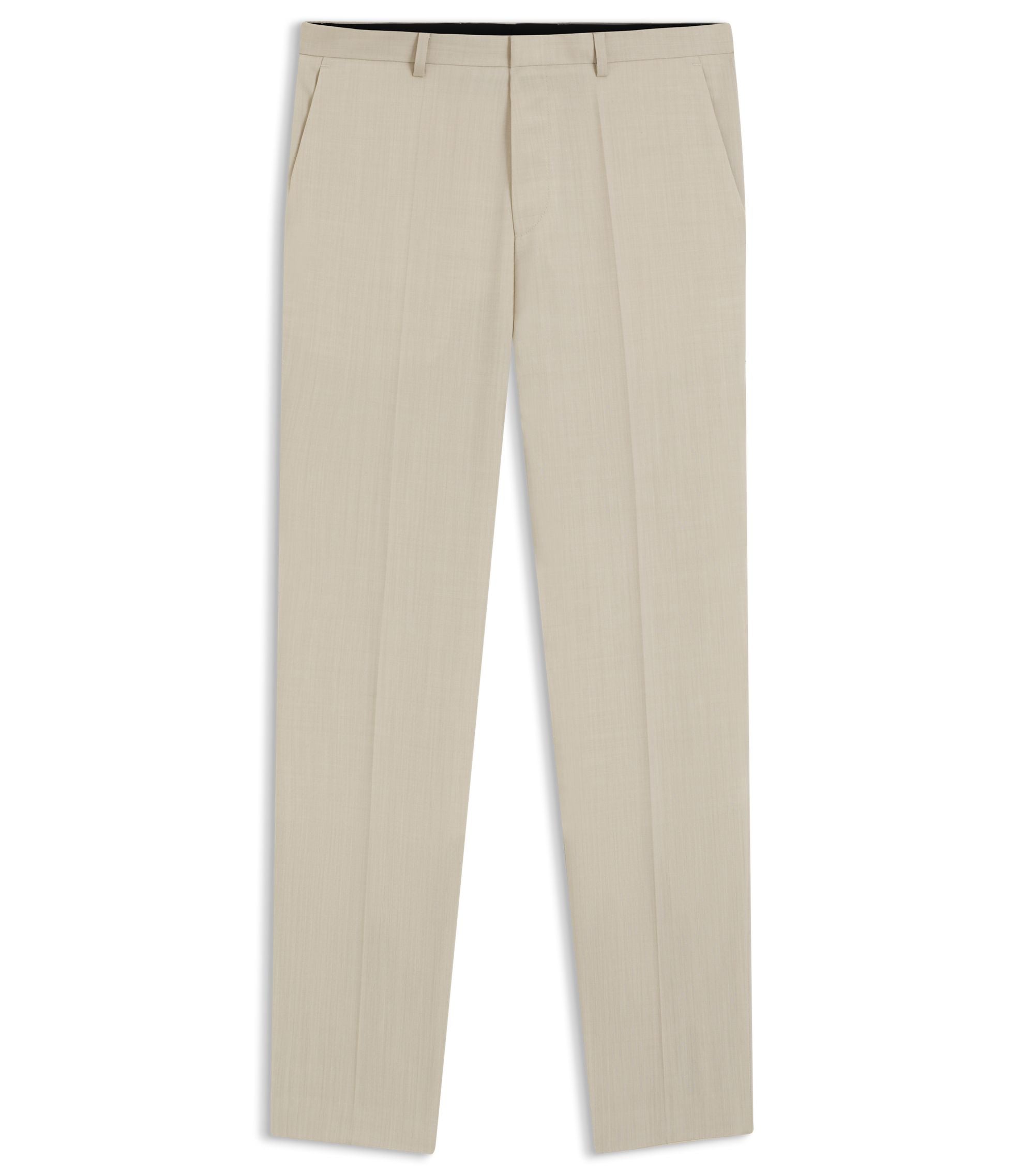 Hugo Extra Slim Fit Trousers In Wool Blend Poplin Beige