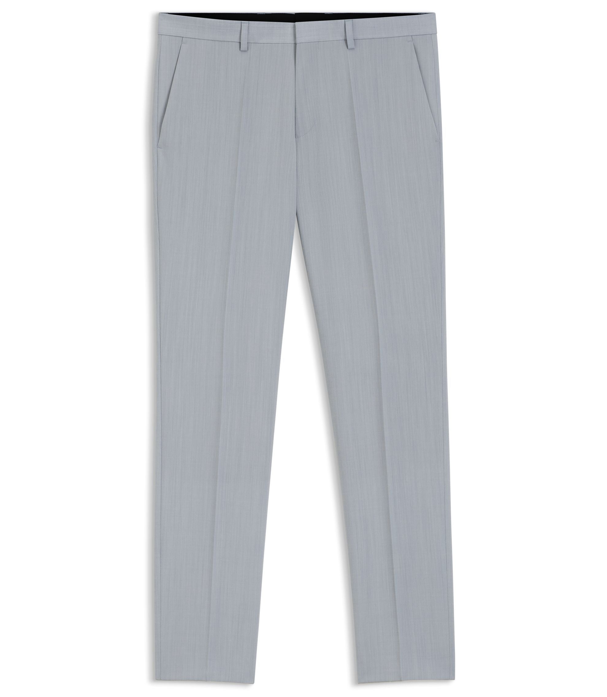 Hugo Extra Slim Fit Trousers In Wool Blend Poplin Light Blue