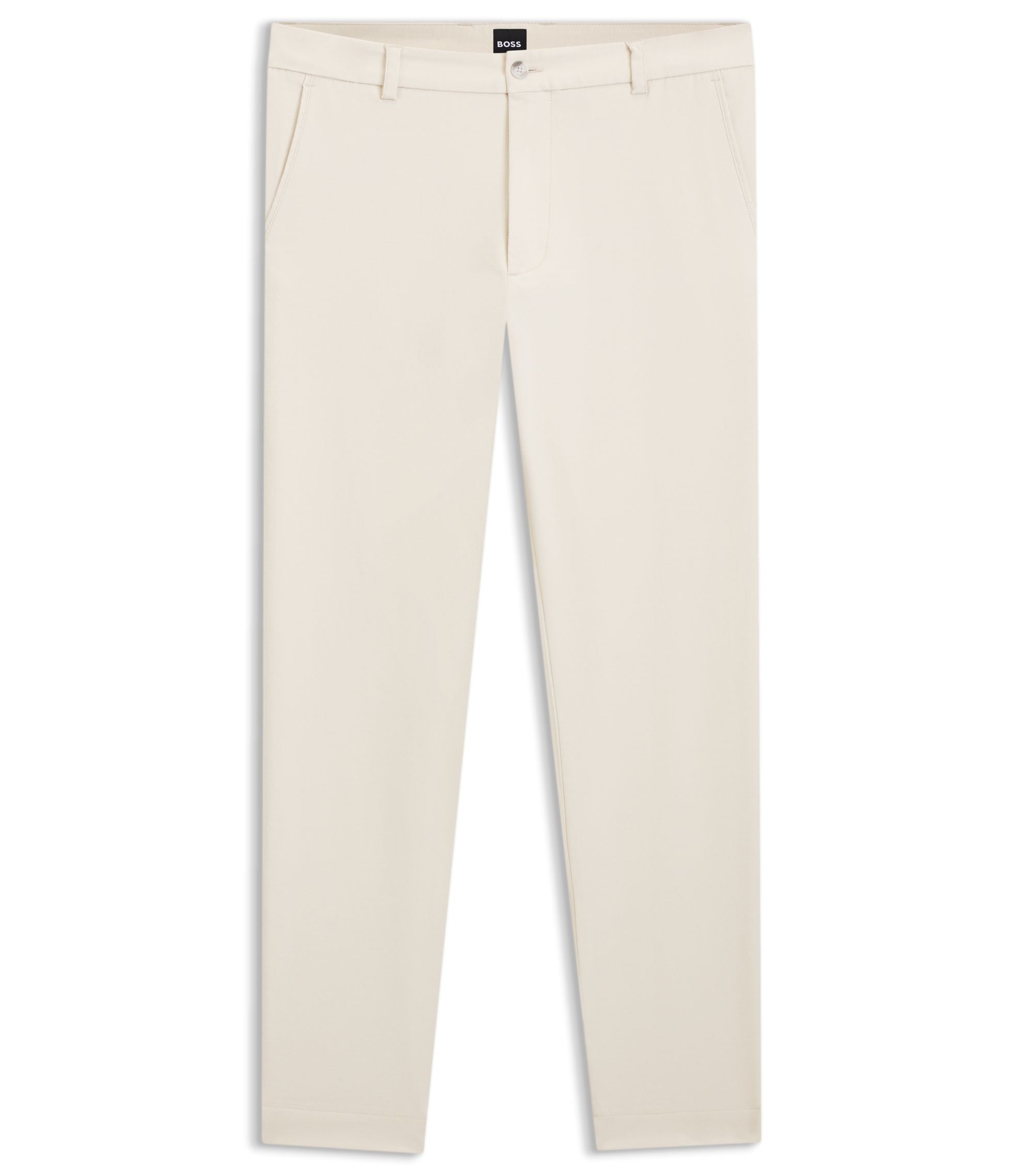 Boss Easy Iron Modern Fit Trousers In Cotton Blend Twill White