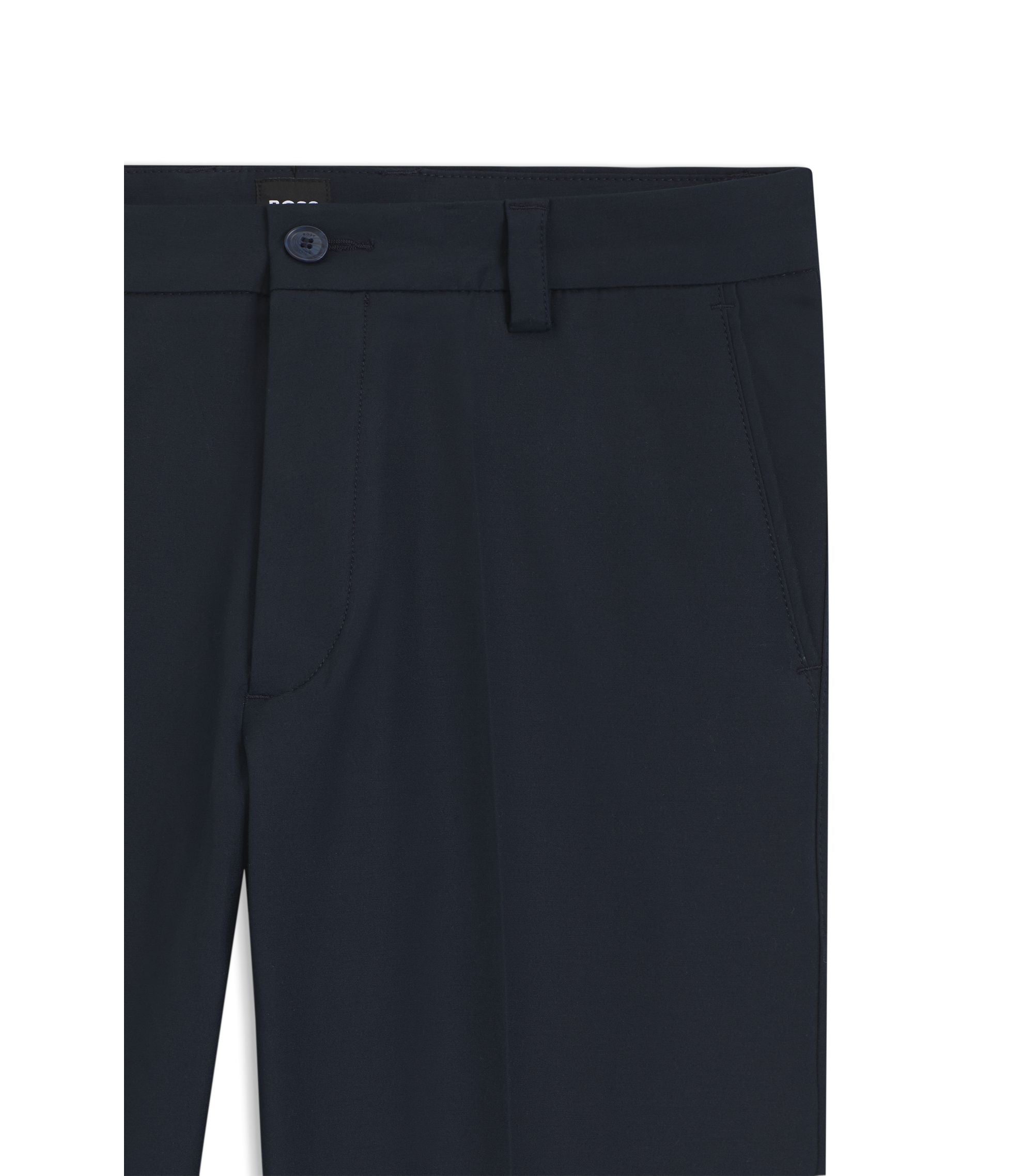 Boss Easy Iron Modern Fit Trousers In Cotton Blend Twill Dark Blue