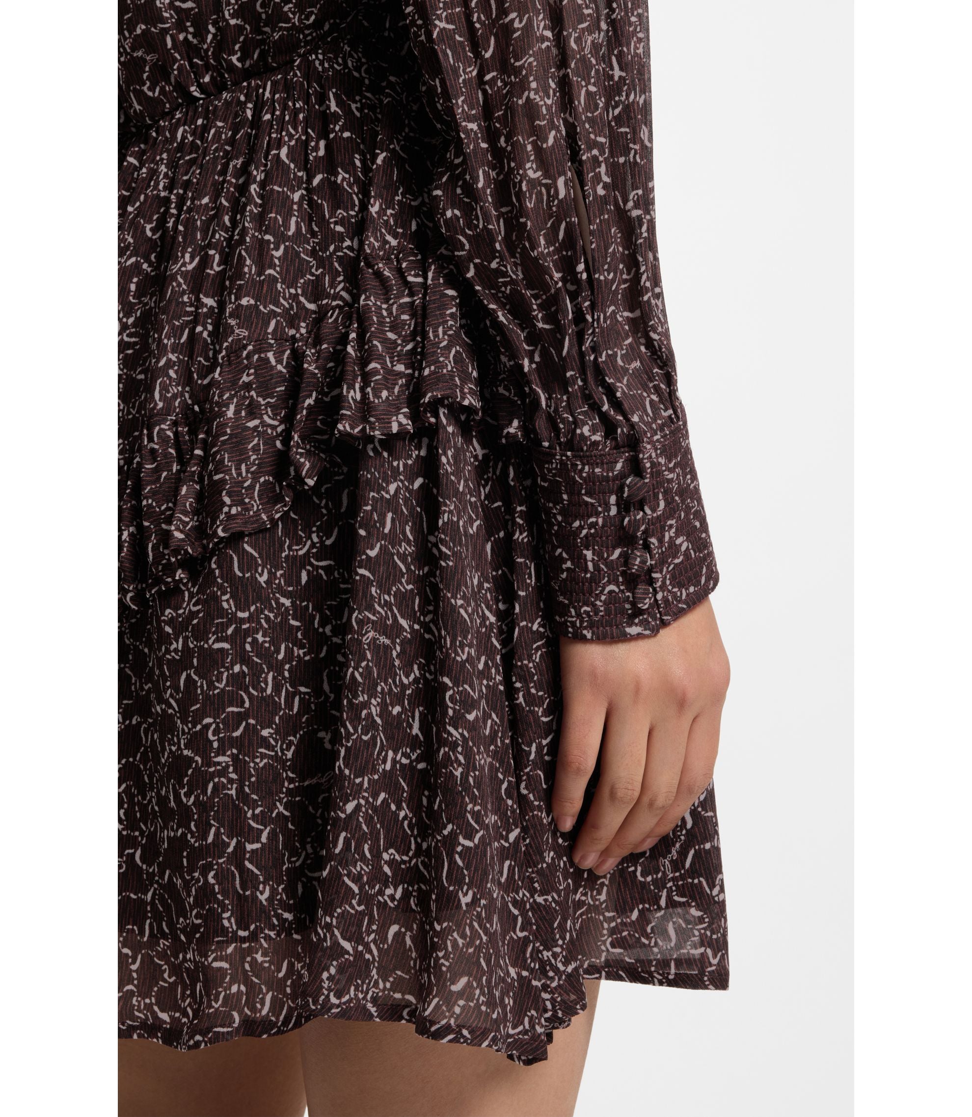 Boss Contrast Piping Mini Dress With Modern Print Patterned Women's