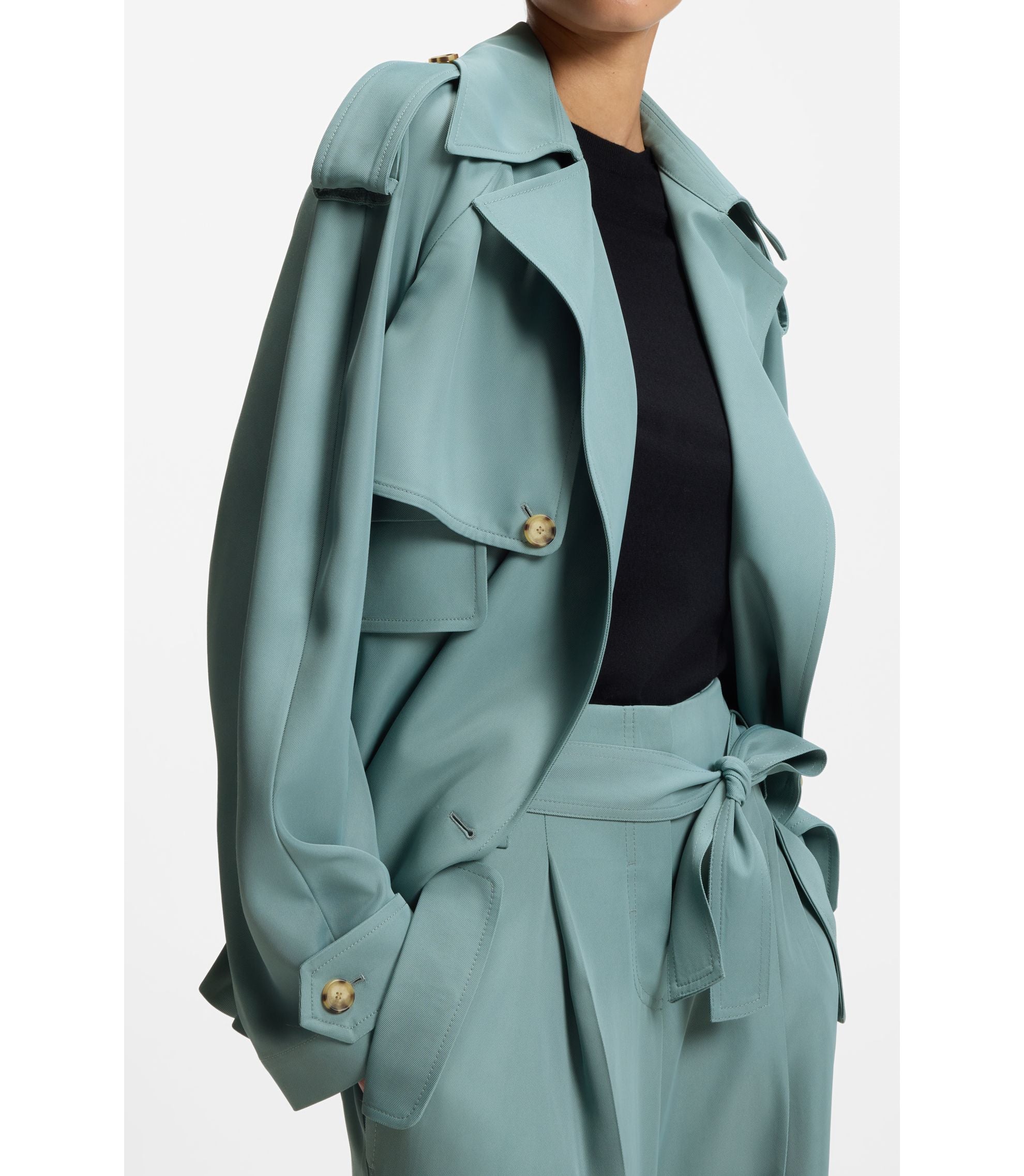 Boss Drapey Twill Jacket In A Relaxed Fit Blue Women's