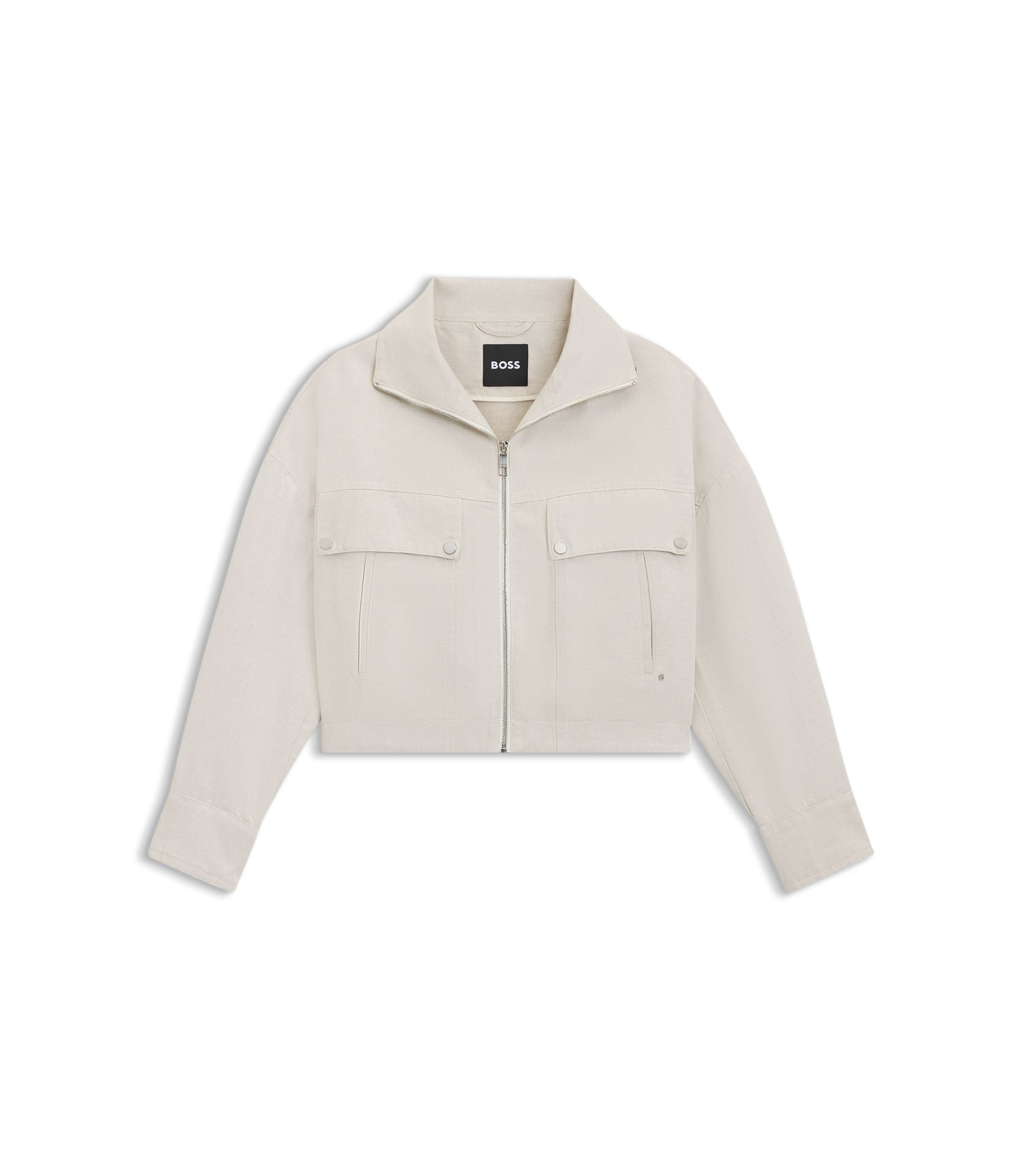 Boss Relaxed Fit Blazer In Cotton Linen Twill Patterned Women's