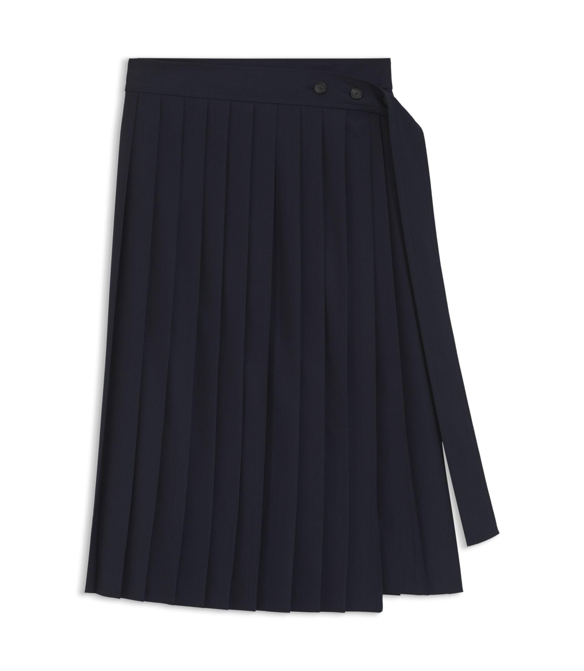 Boss Pleated Skirt In A Wool Blend Dark Blue Women's