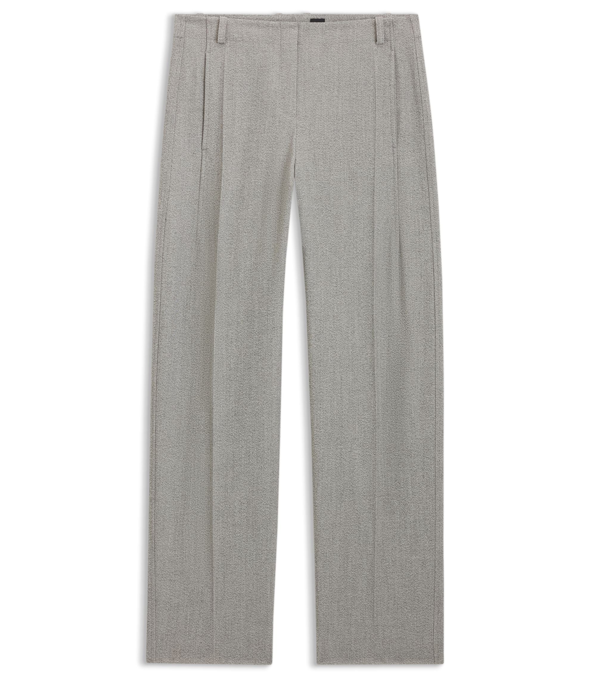 Boss Regular Fit Trousers In Sharkskin Twill Silver Women's