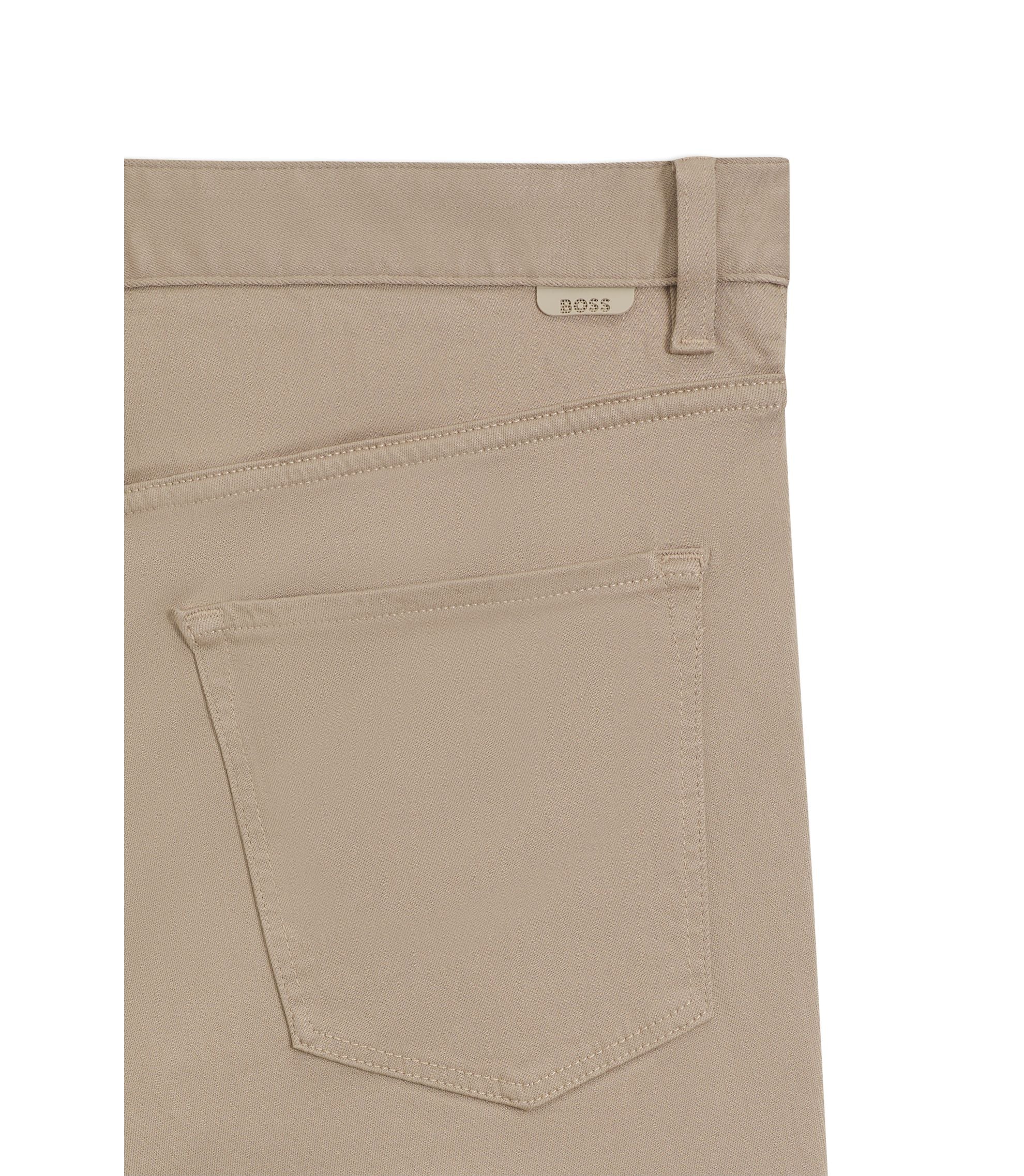 Boss Delaware Slim Fit Trousers In Fade Resistant Twill Light Brown