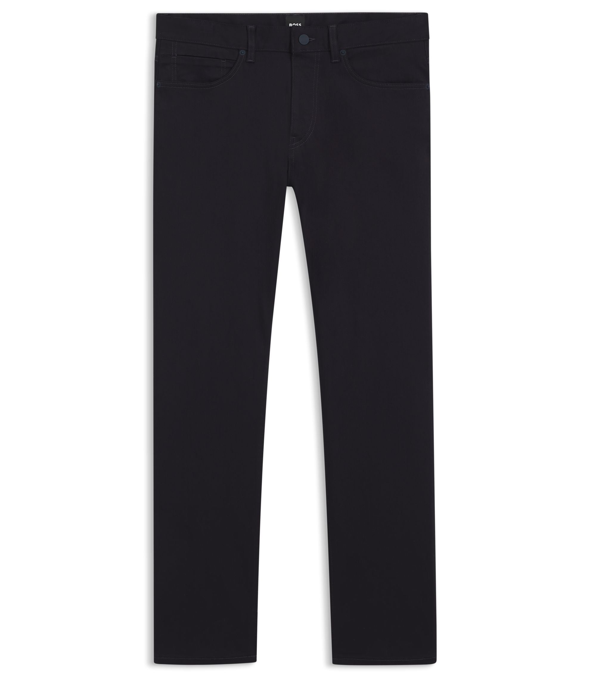 Boss Delaware Slim Fit Trousers In Fade Resistant Twill Dark Blue