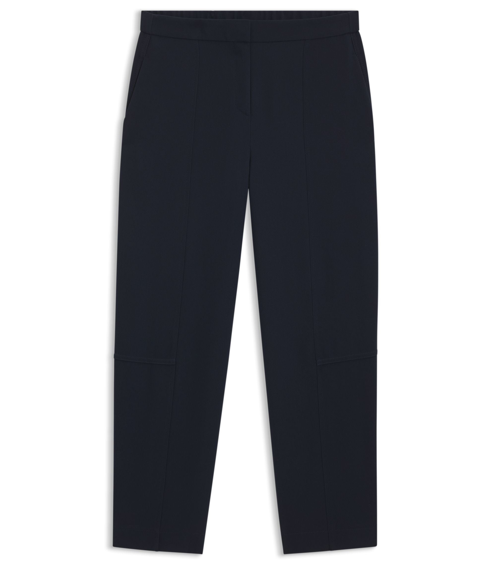 Boss Relaxed Fit Trousers In Wrinkle Resistant Crepe Dark Blue Women's