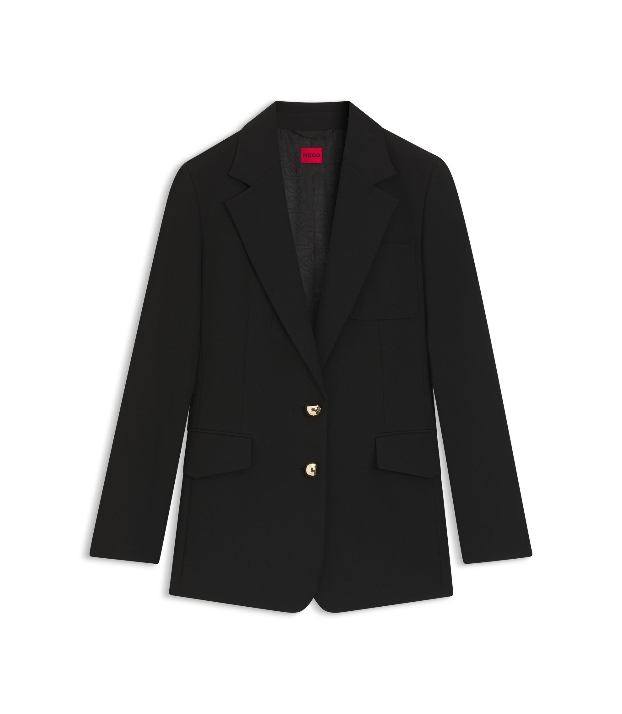 Hugo Regular Fit Blazer With Gold Tone Buttons Black Women's
