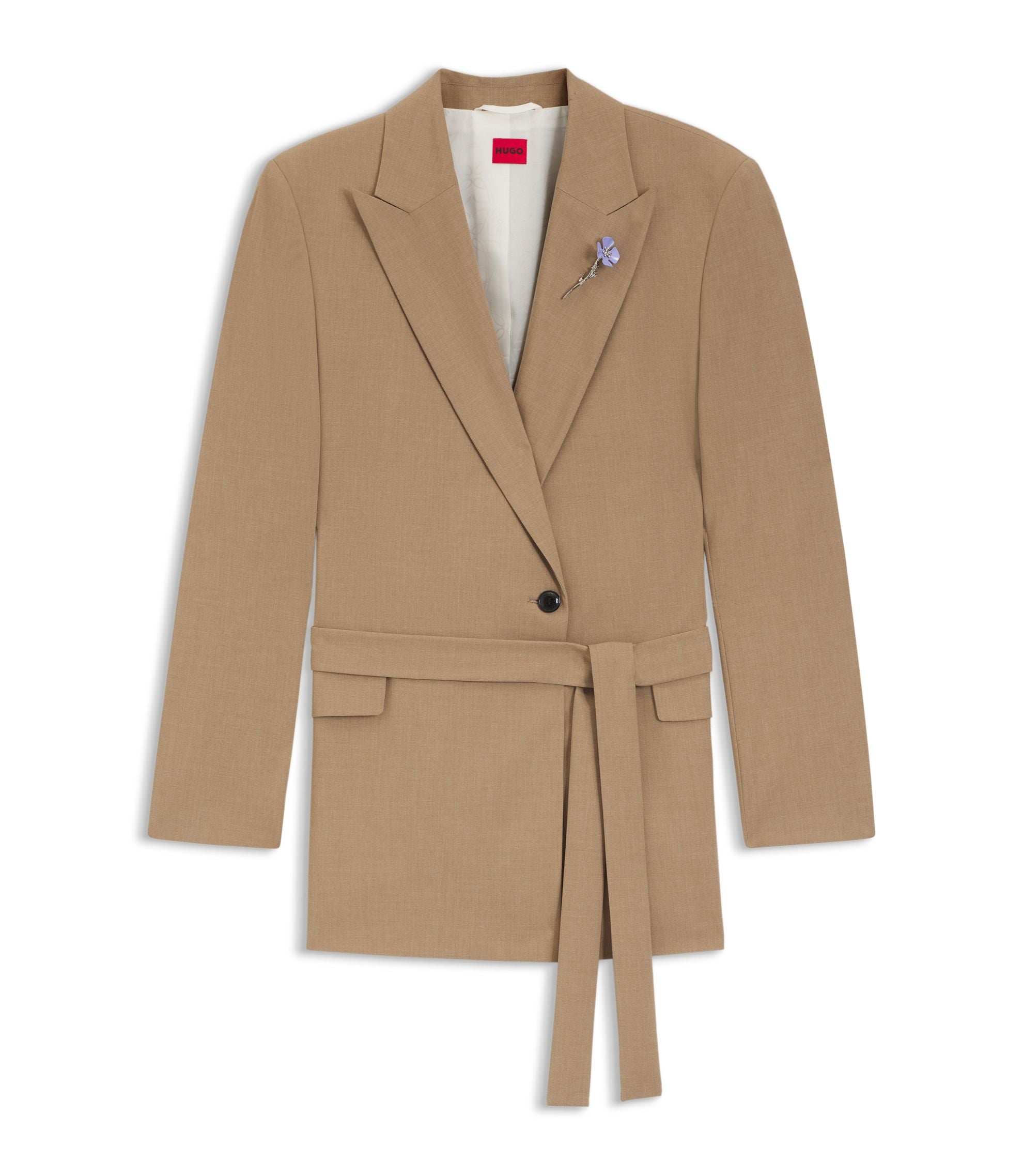 Hugo Regular Fit Blazer In Stretch Melange Fabric Patterned Women's